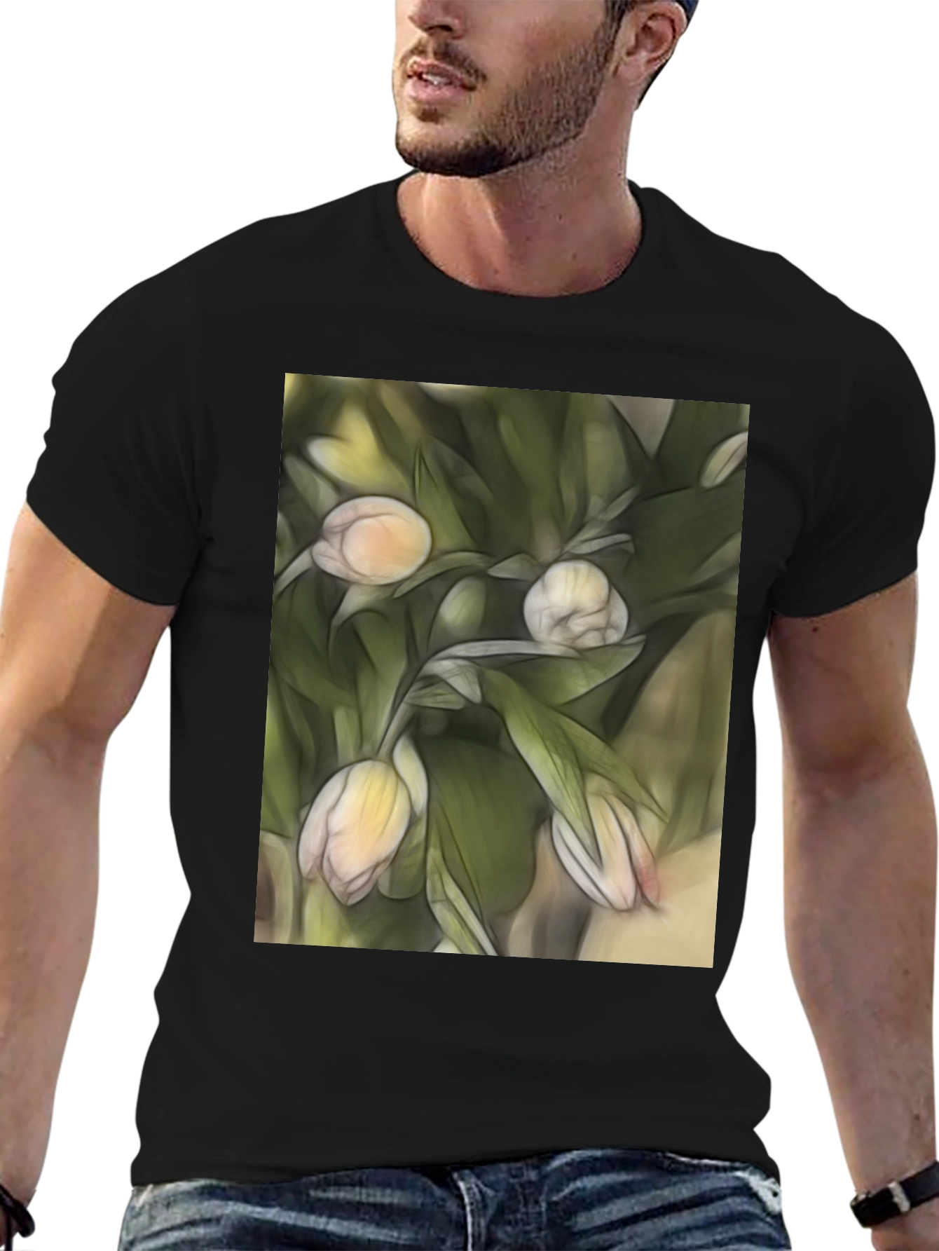 Floral Sketch T-Shirt: Artistic Casual Wear