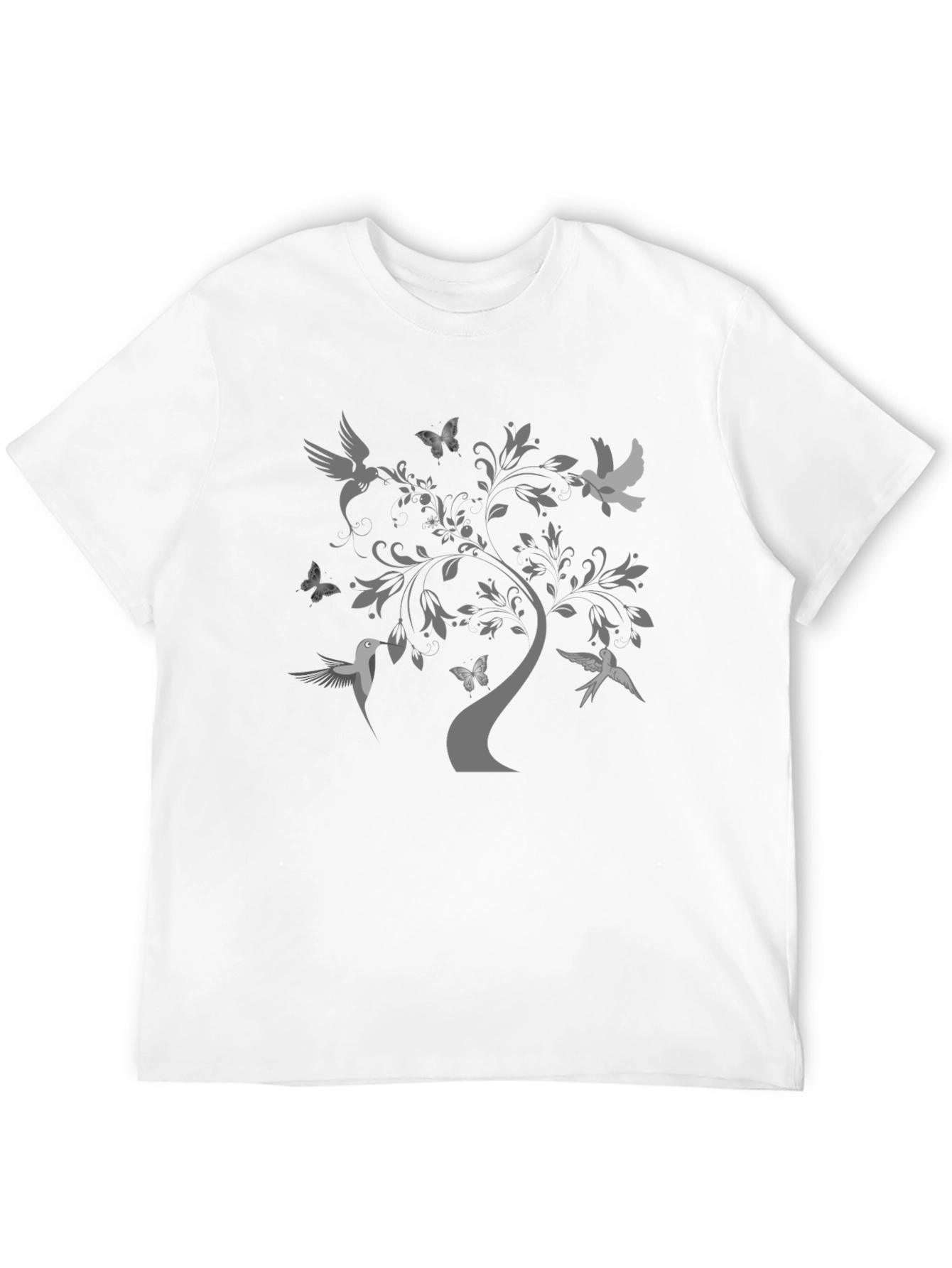 Nature-Inspired Tree & Birds Graphic Tee