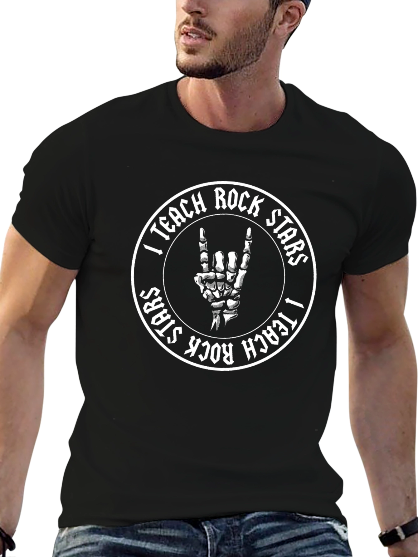 I Teach Rock Stars T-Shirt - Black Crew Neck