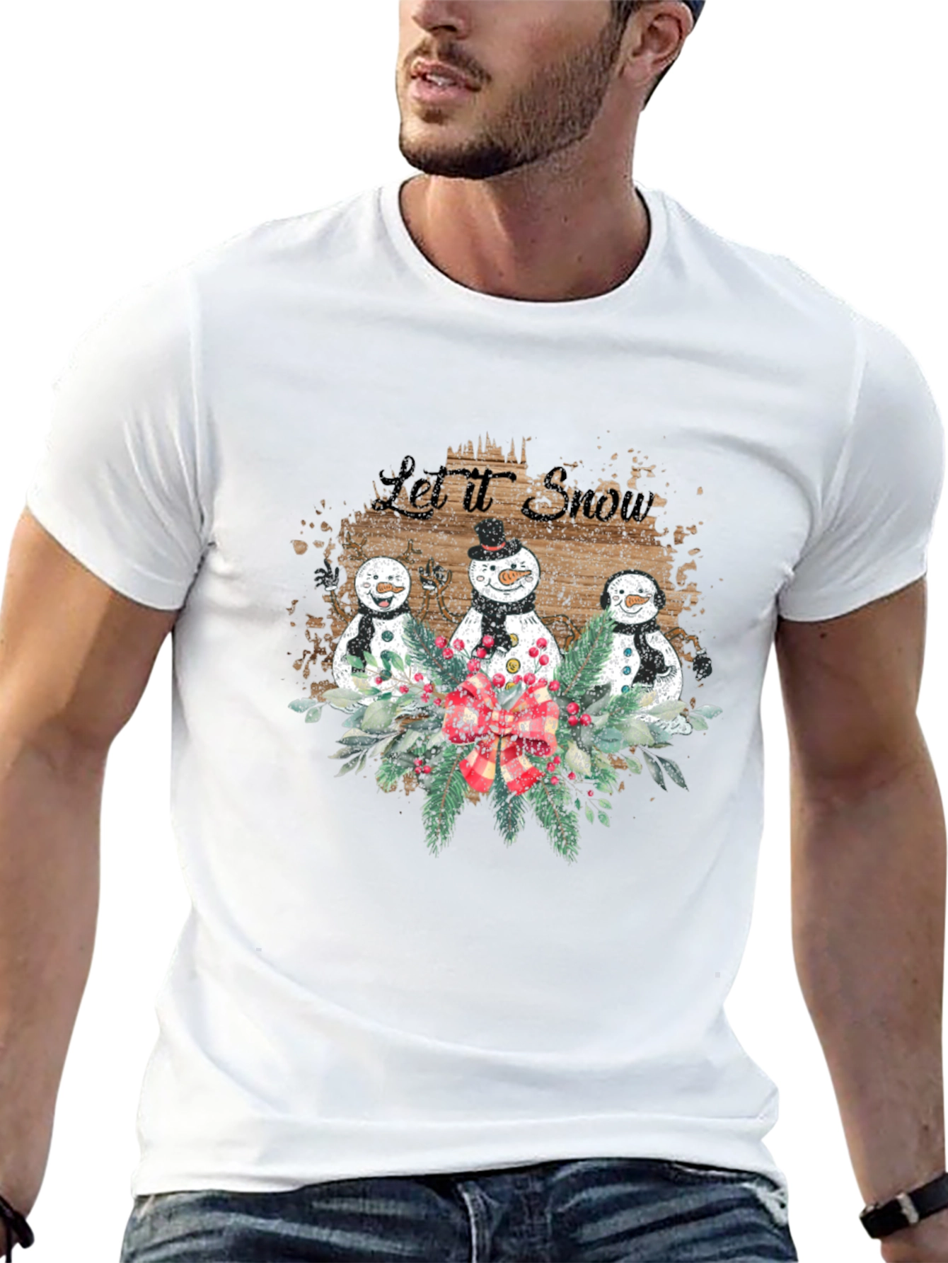 Festive Snowman Let It Snow Christmas T-Shirt