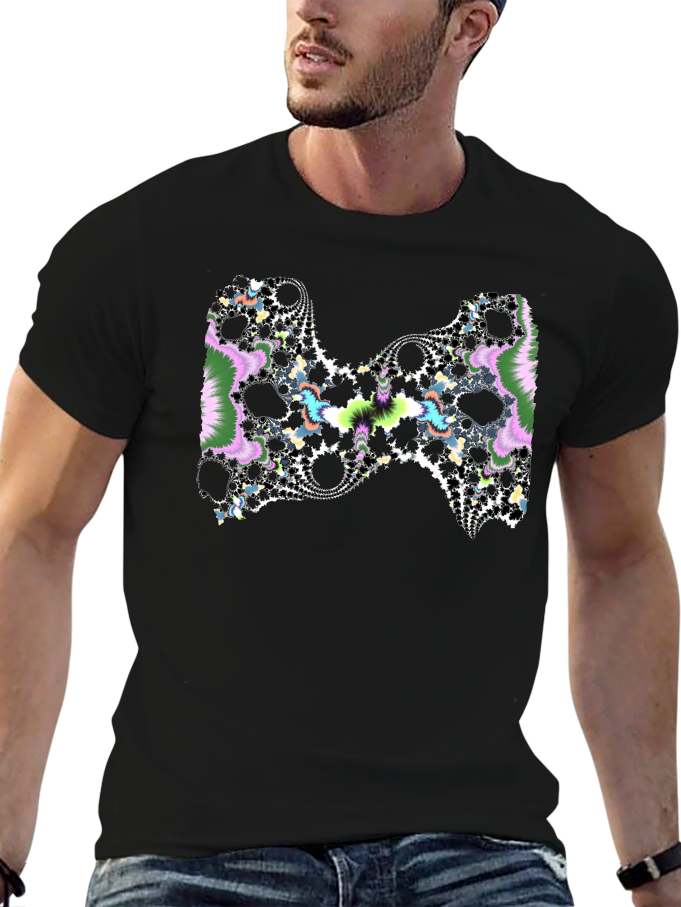 Fractal Pattern Black T-Shirt