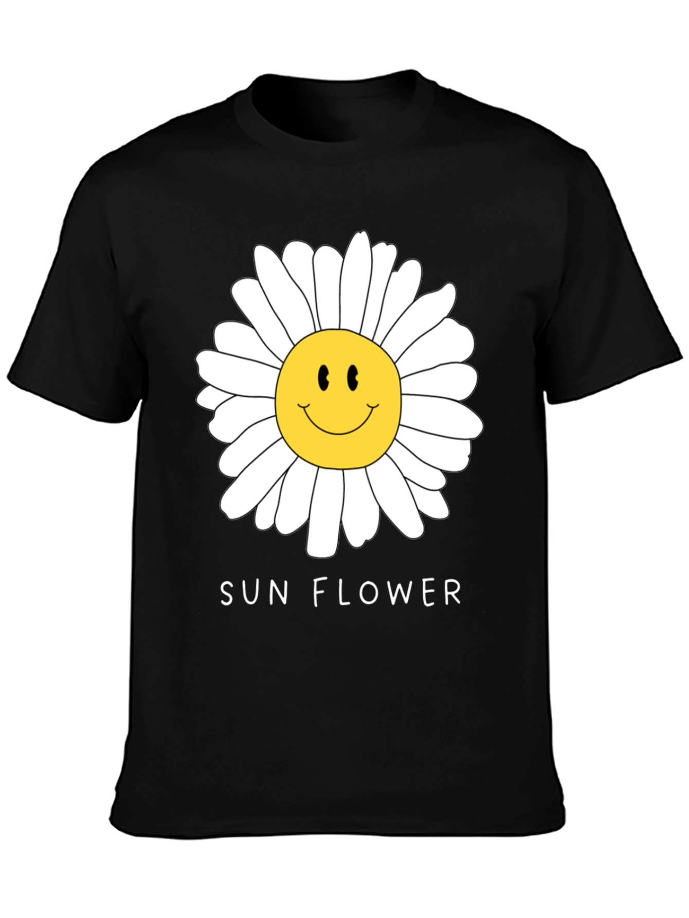 Black Sunflower Smile Graphic Tee