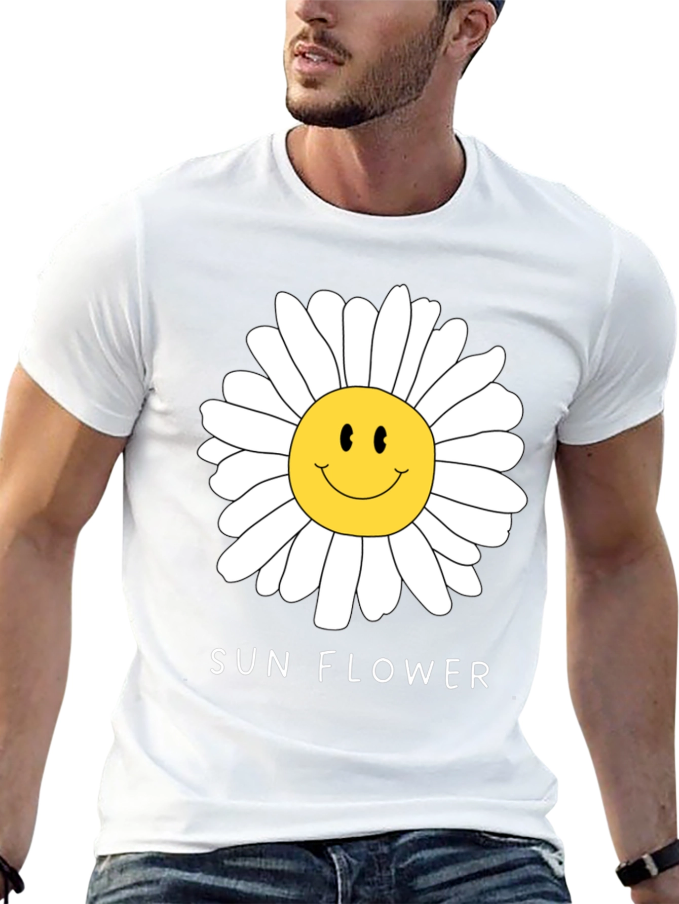 Black Sunflower Smile Graphic Tee