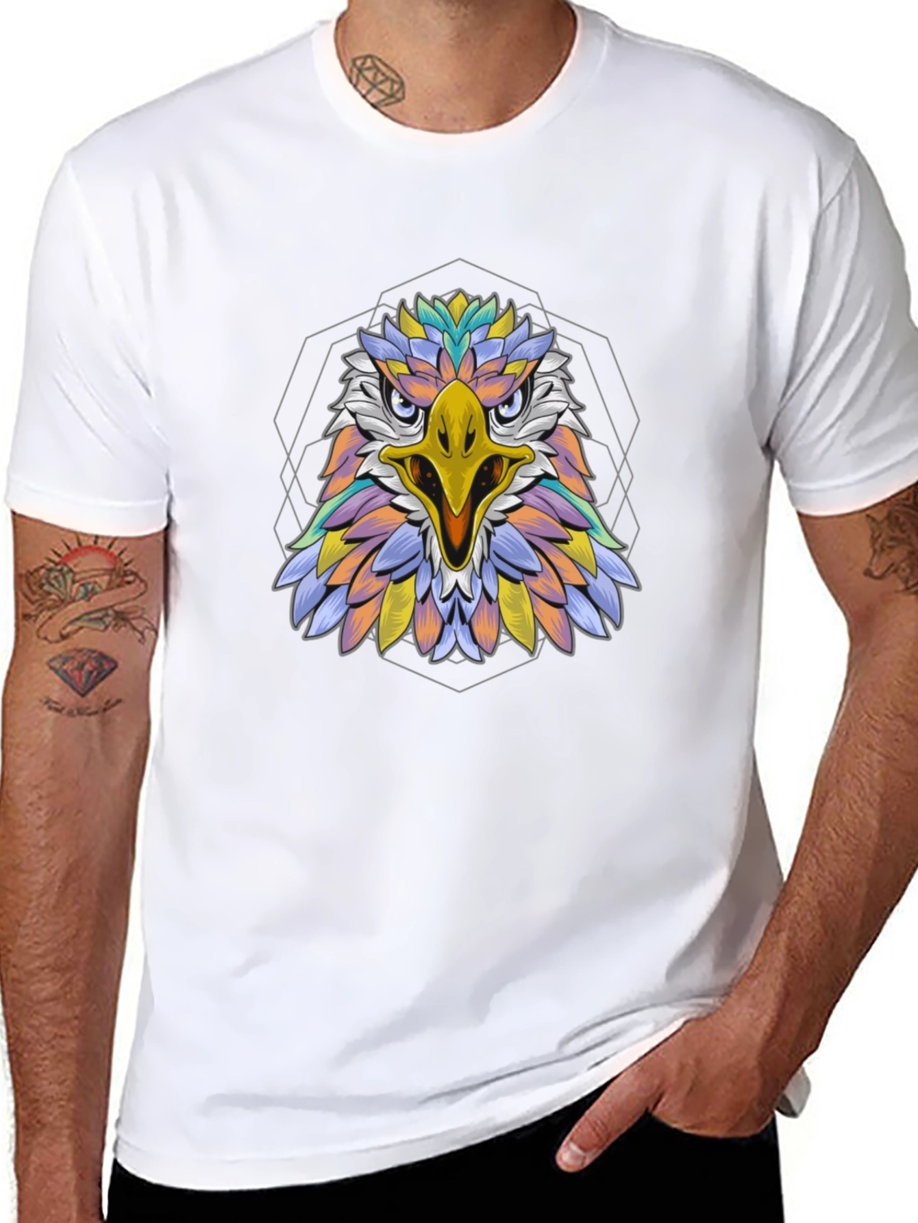 Geometric Eagle Graphic Tee - Bold Style