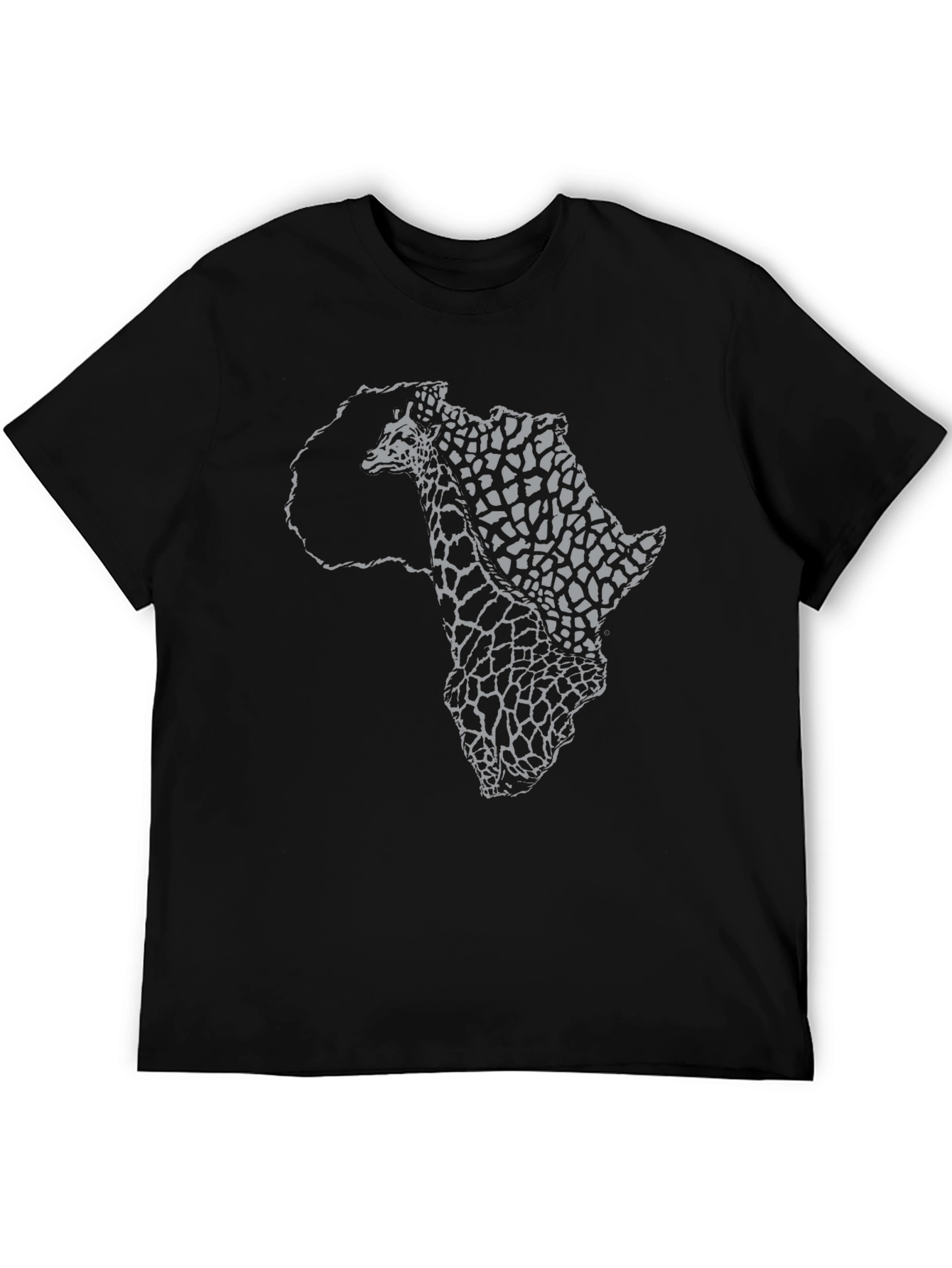 Africa Giraffe Print Black T-Shirt
