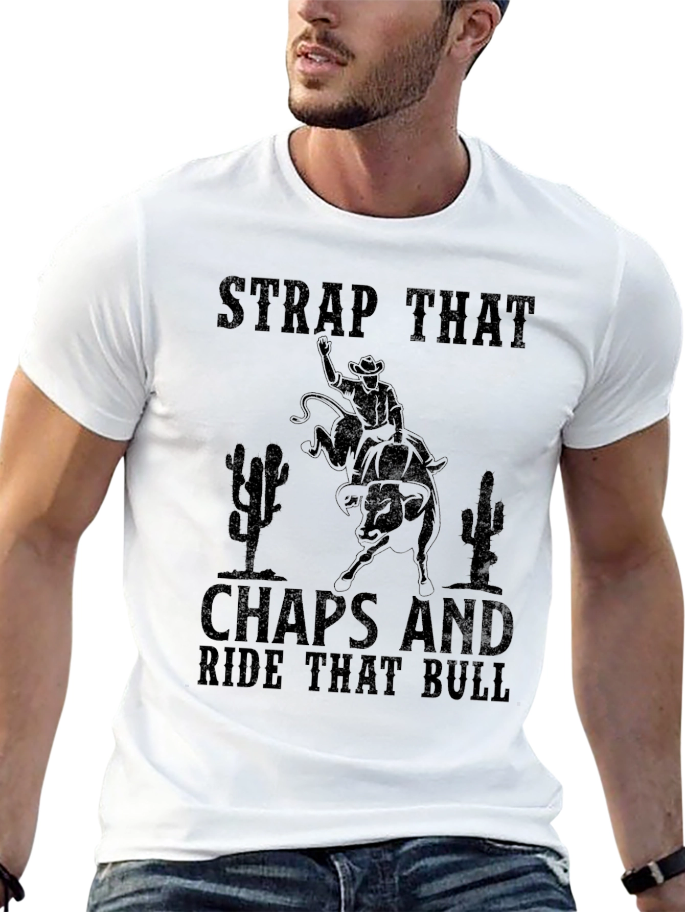 Strap That Chaps Rodeo Bull Riding Graphic Tee