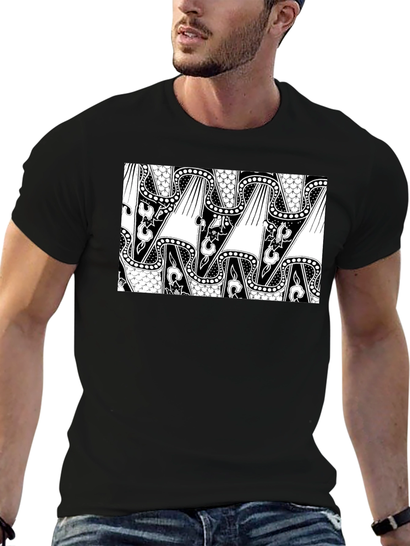 Abstract Pattern Black T-Shirt