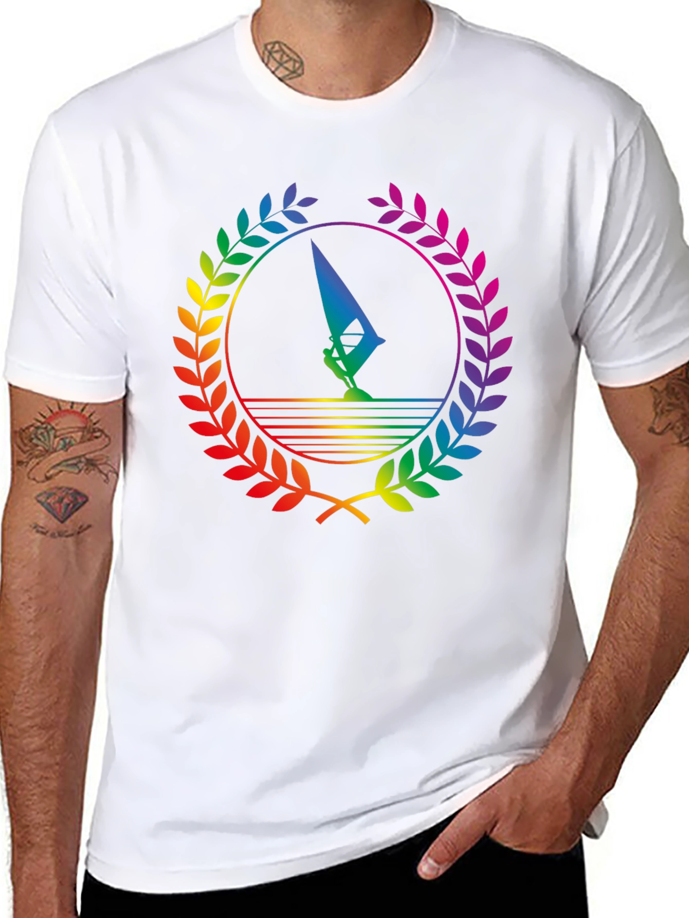Rainbow Windsurfer Black T-Shirt
