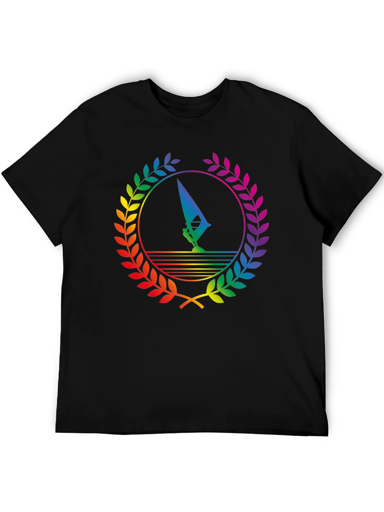 Rainbow Windsurfer Black T-Shirt