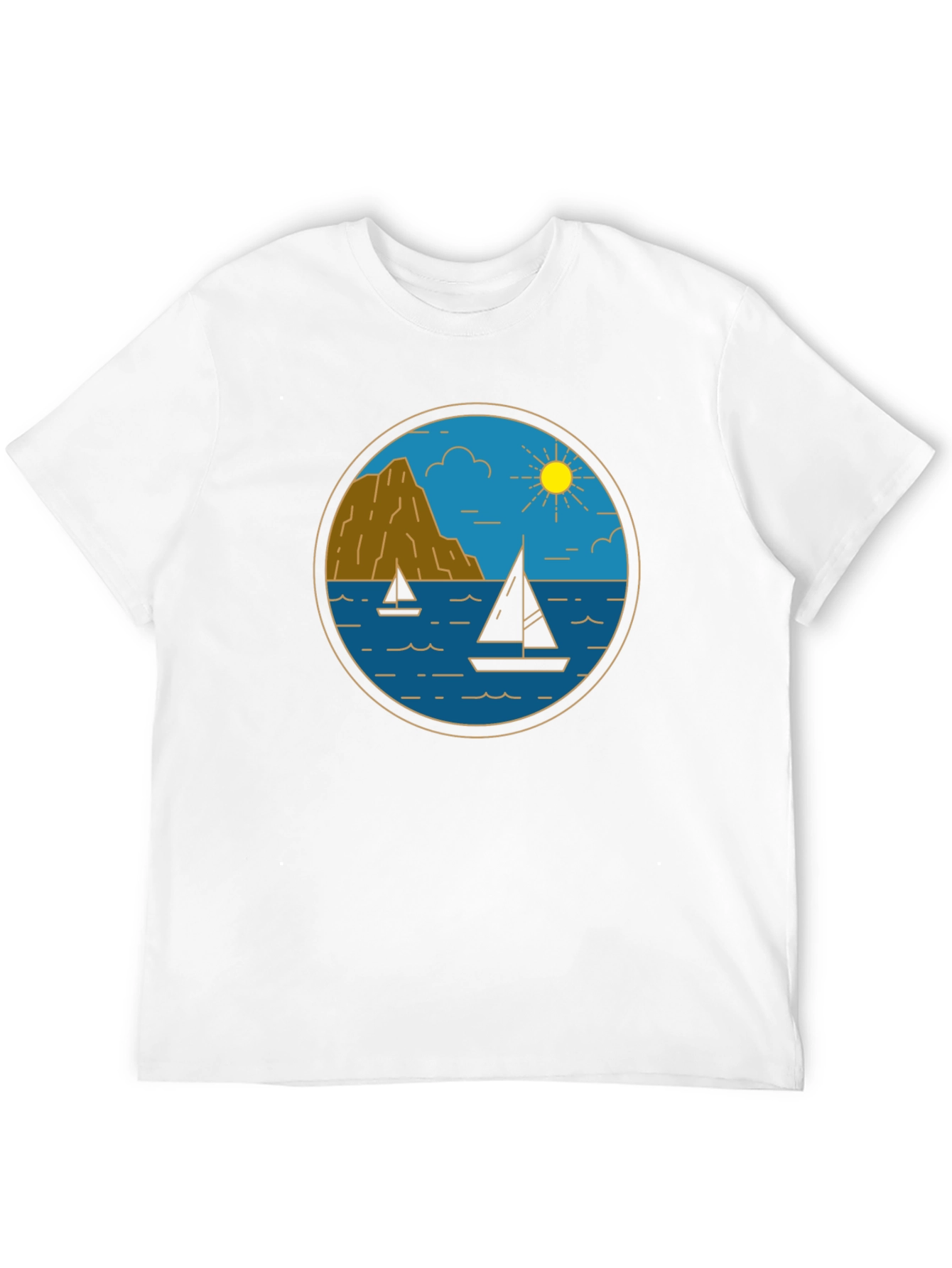 Nautical Sailboat Graphic Tee - Black Cotton T-Shirt