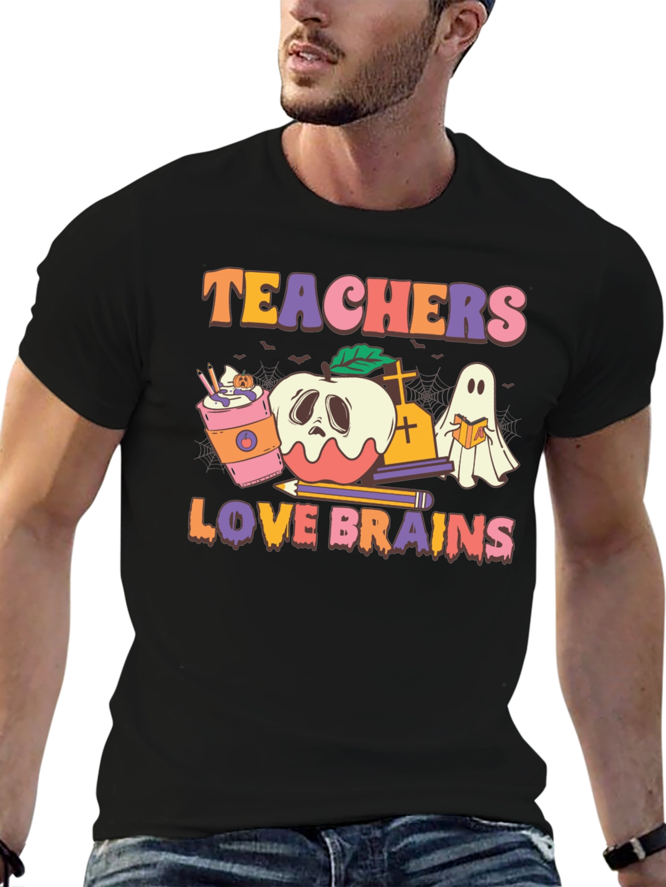 Teachers Love Brains Halloween Graphic Tee
