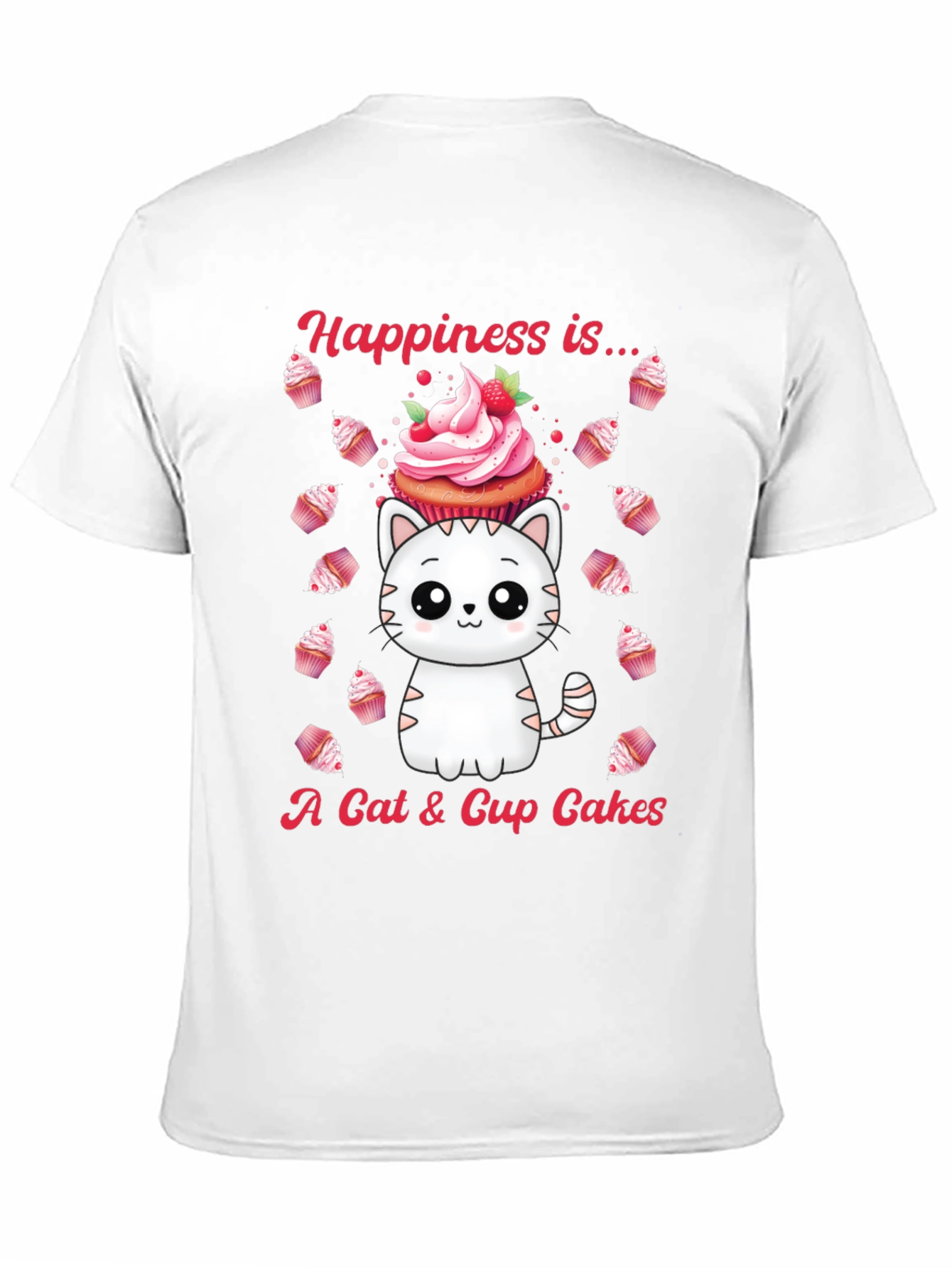 Cat & Cupcake Graphic Tee - Happiness Is...