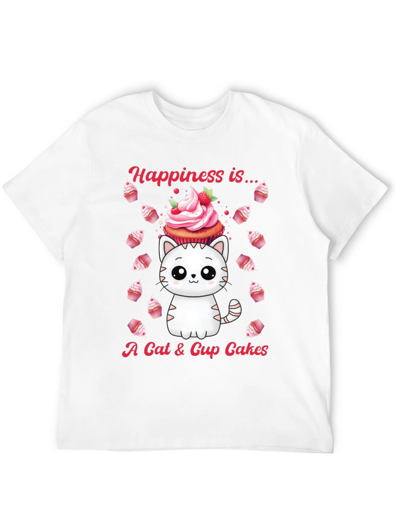 Cat & Cupcake Graphic Tee - Happiness Is...