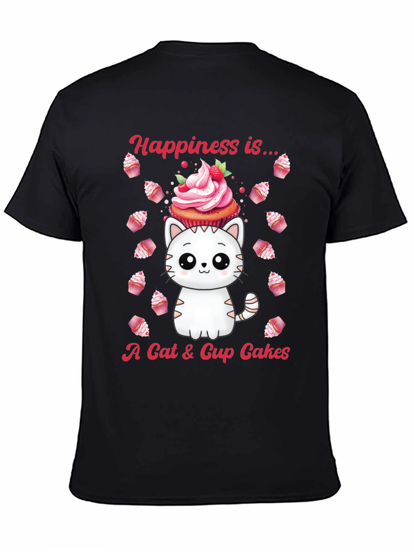 Cat & Cupcake Graphic Tee - Happiness Is...