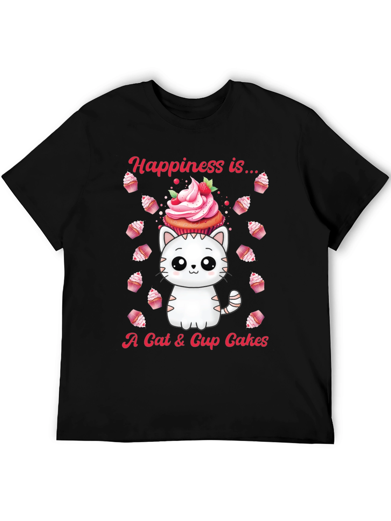 Cat & Cupcake Graphic Tee - Happiness Is...
