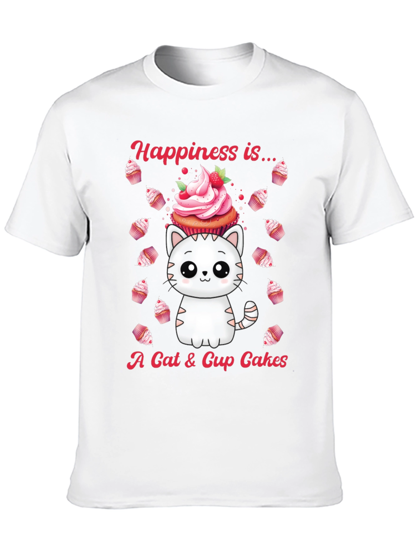 Cat & Cupcake Graphic Tee - Happiness Is...
