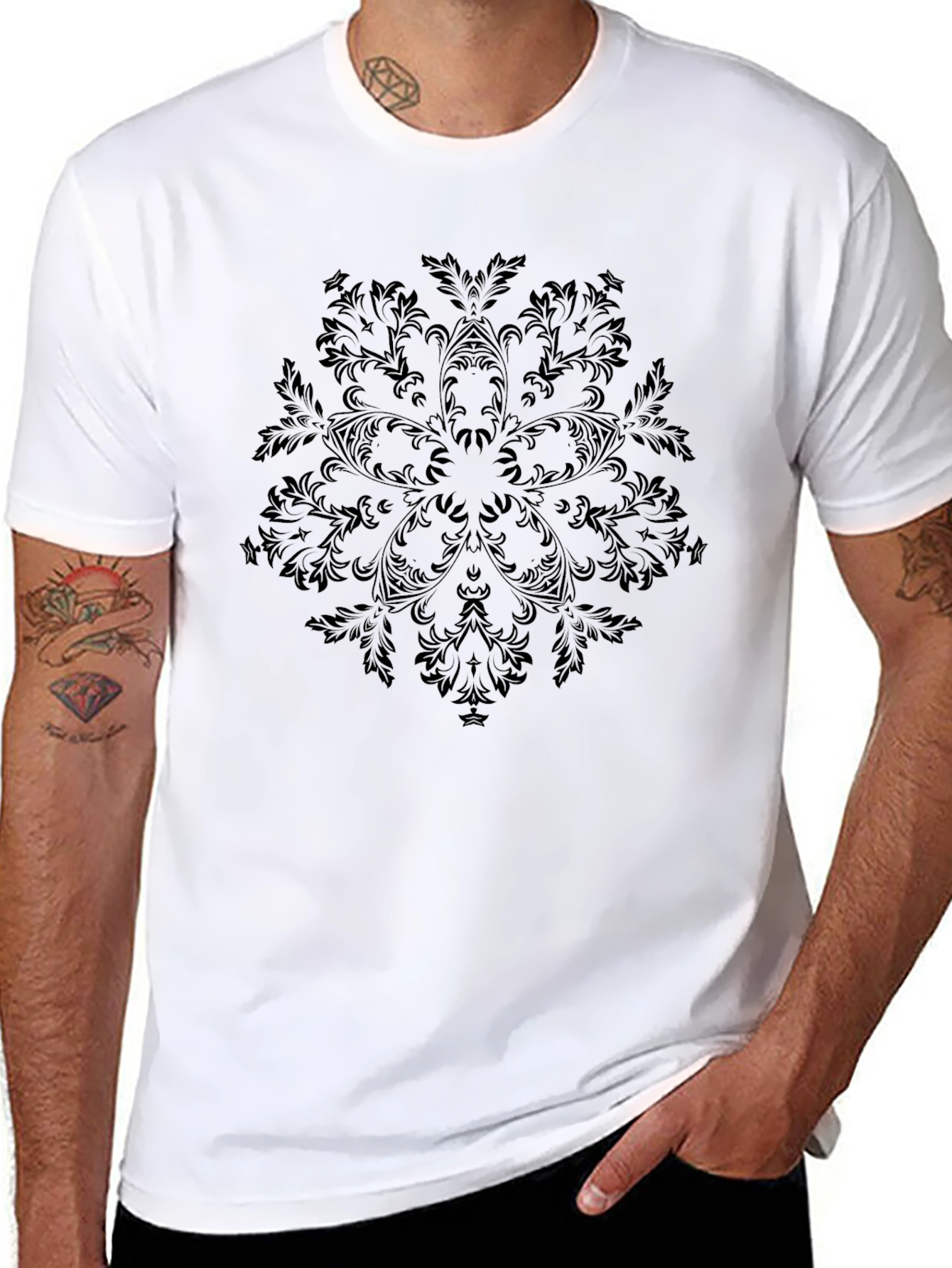 Elegant Black Mandala Graphic Tee - Stylish Casual Wear