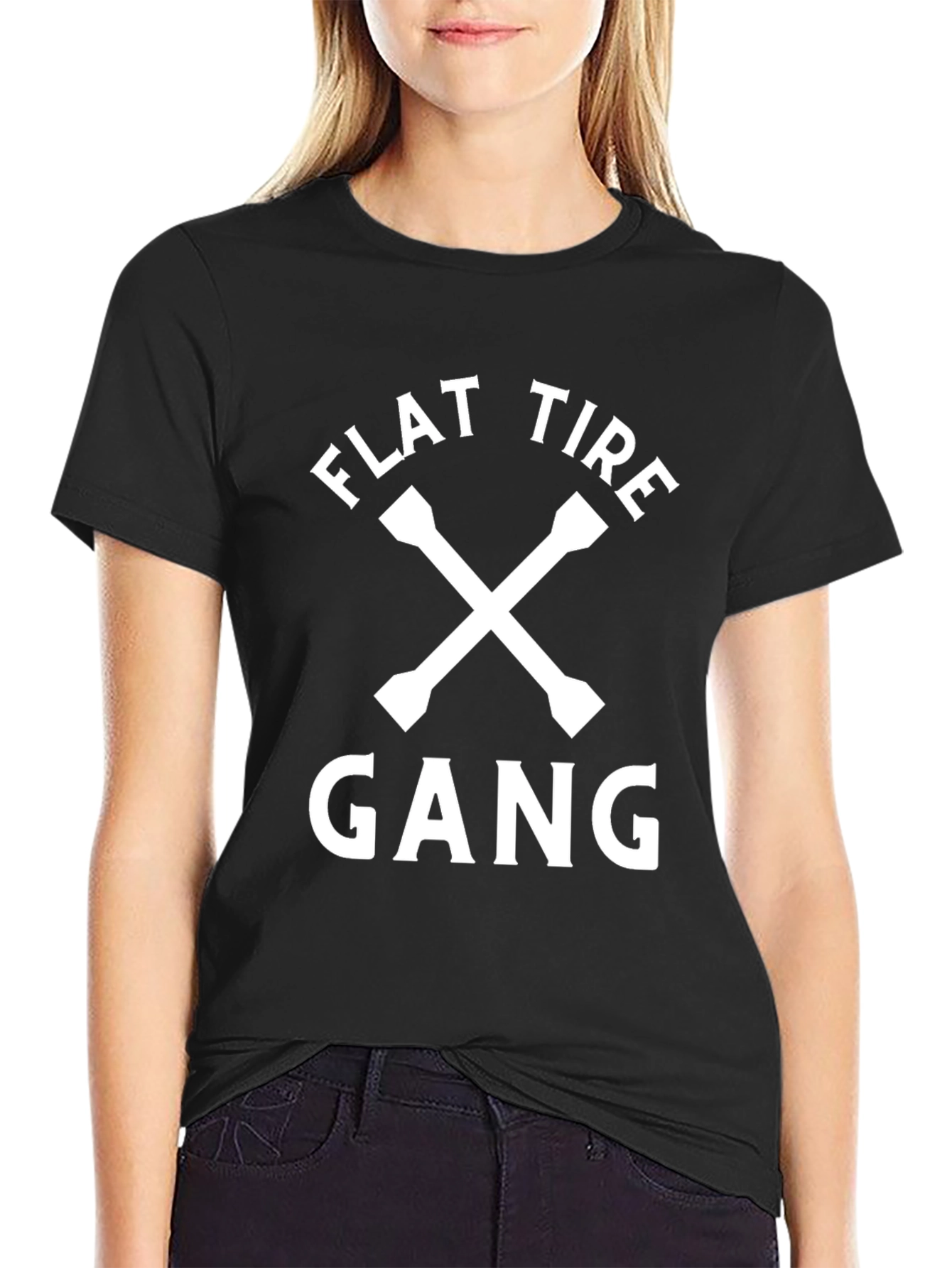 Flat Tire Gang Graphic Tee - Black Cotton T-Shirt