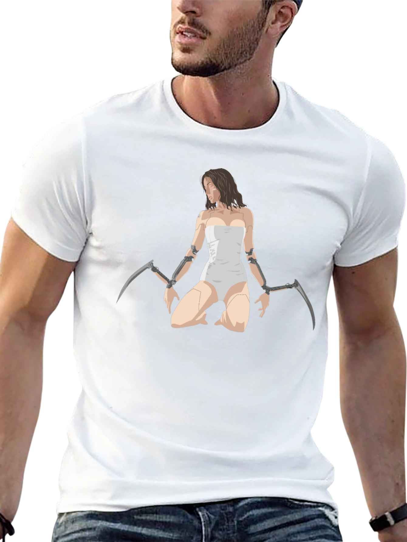 Cyberpunk Girl Graphic Tee - Black