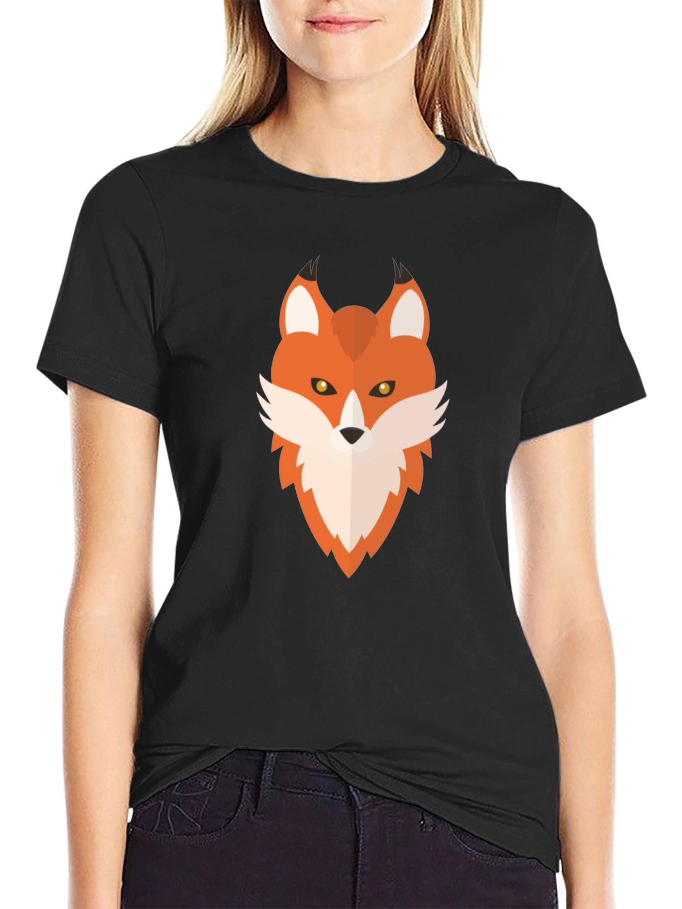 Geometric Fox Graphic Tee - Mens Black T-Shirt