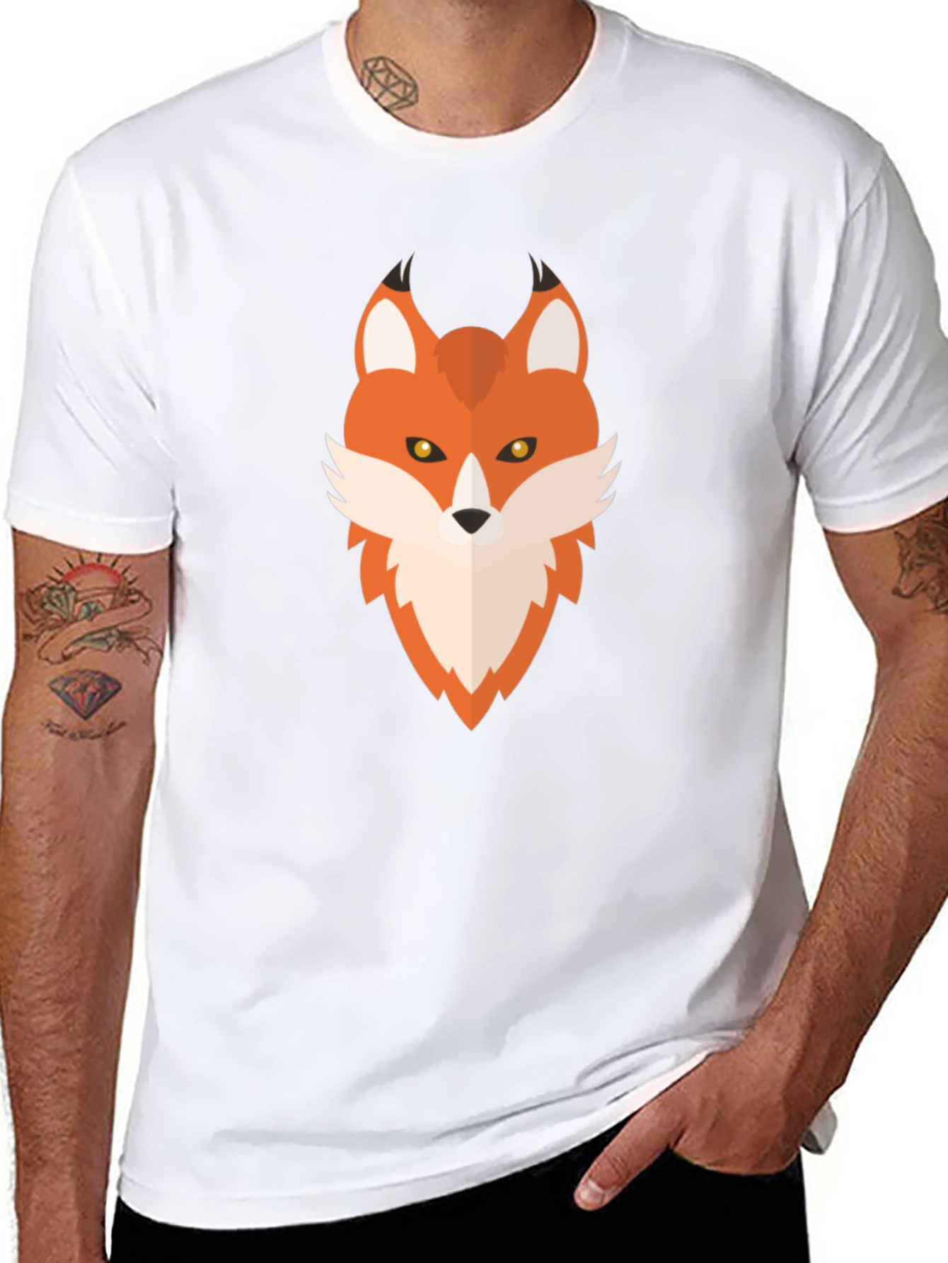 Geometric Fox Graphic Tee - Mens Black T-Shirt