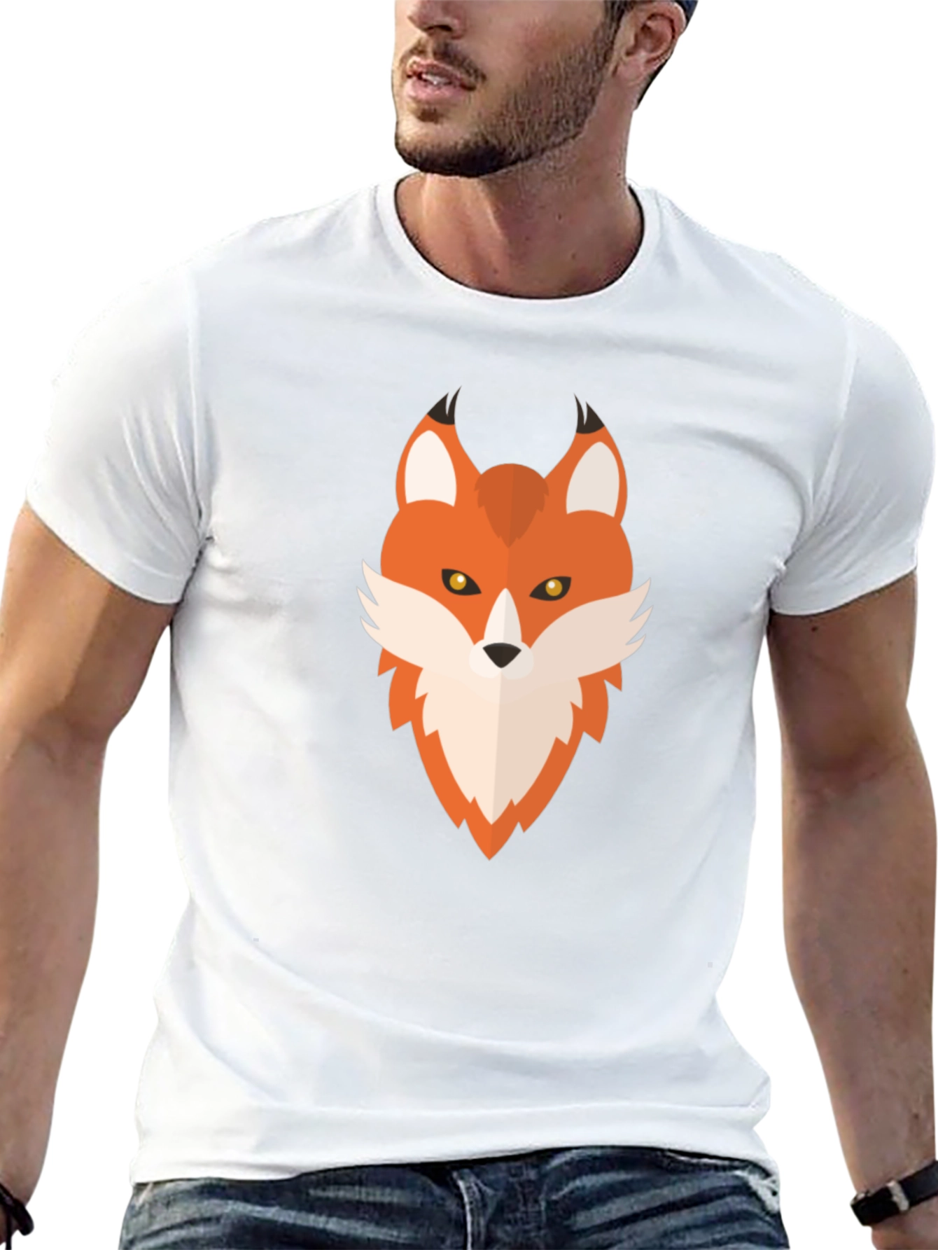 Geometric Fox Graphic Tee - Mens Black T-Shirt