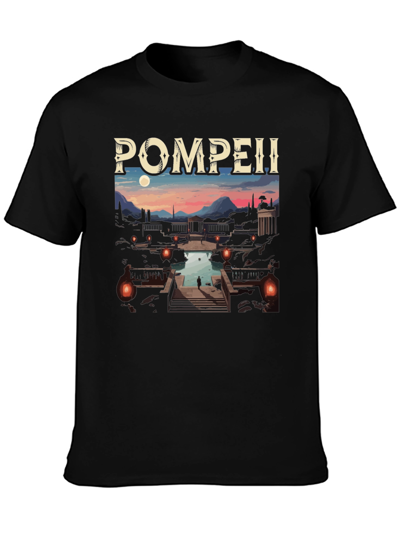 Pompeii Graphic Tee - Cityscape Black T-Shirt