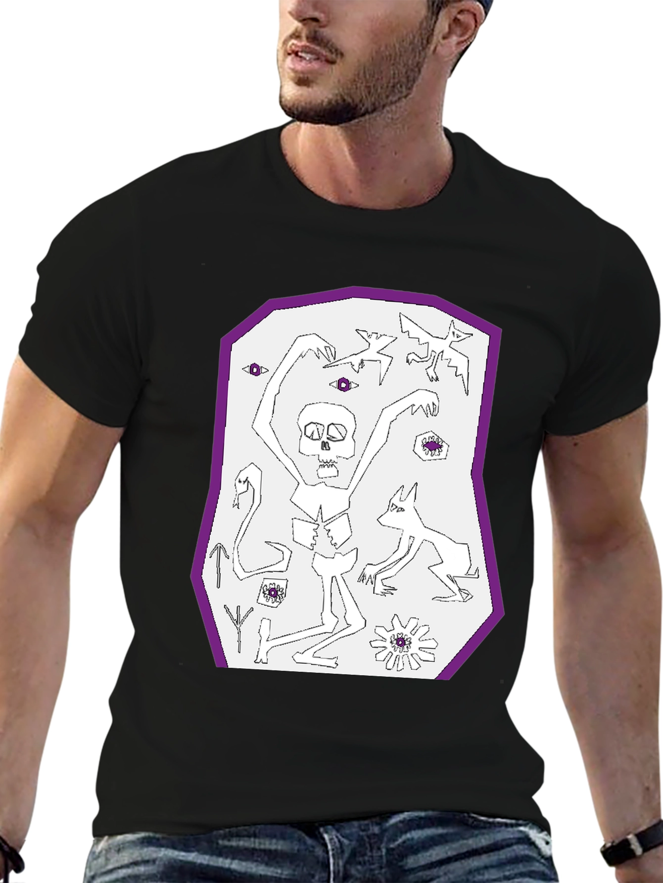 Unique Graphic Print Black T-Shirt