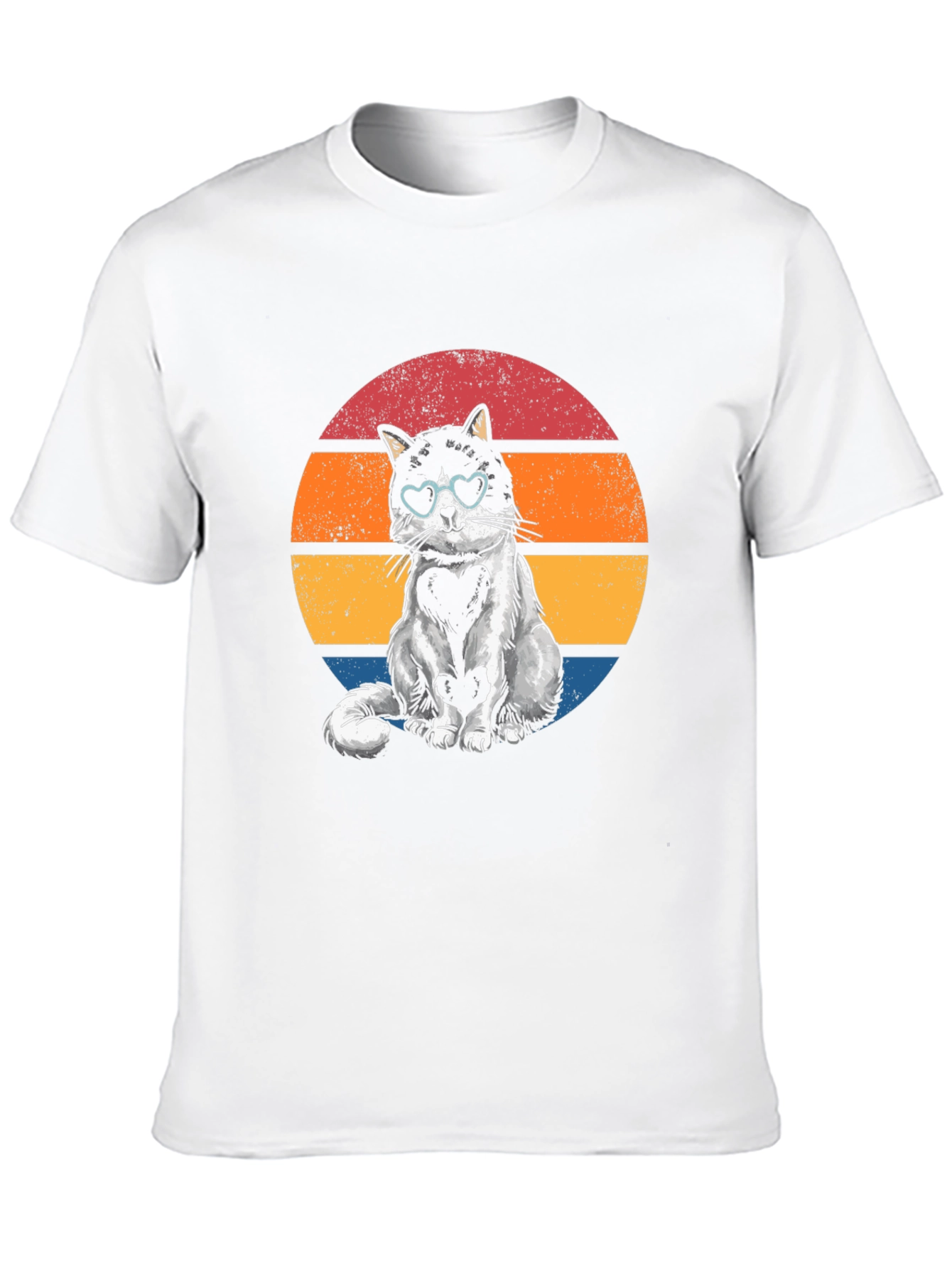 Retro Heart Cat T-Shirt - Cute Pet Lover Tee