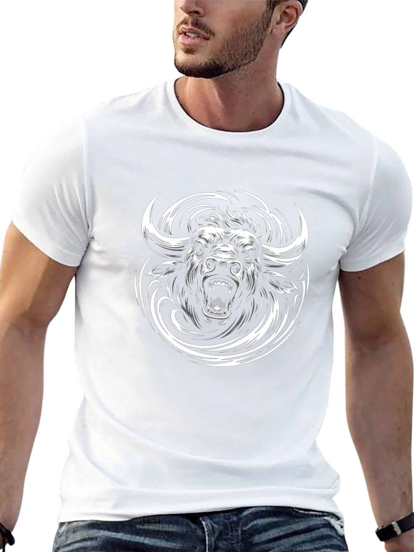 Black Bull Graphic Tee - Bold Animal Print