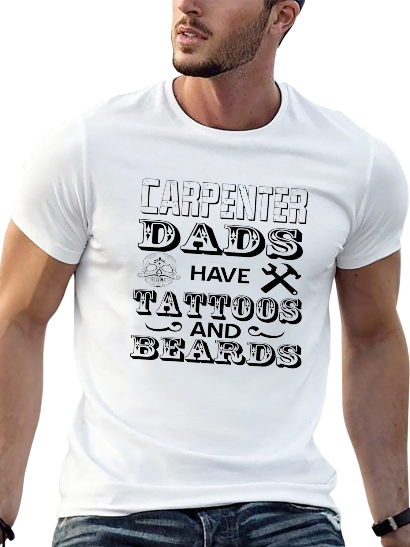Carpenter Dads Tattoos & Beards Black Graphic T-Shirt