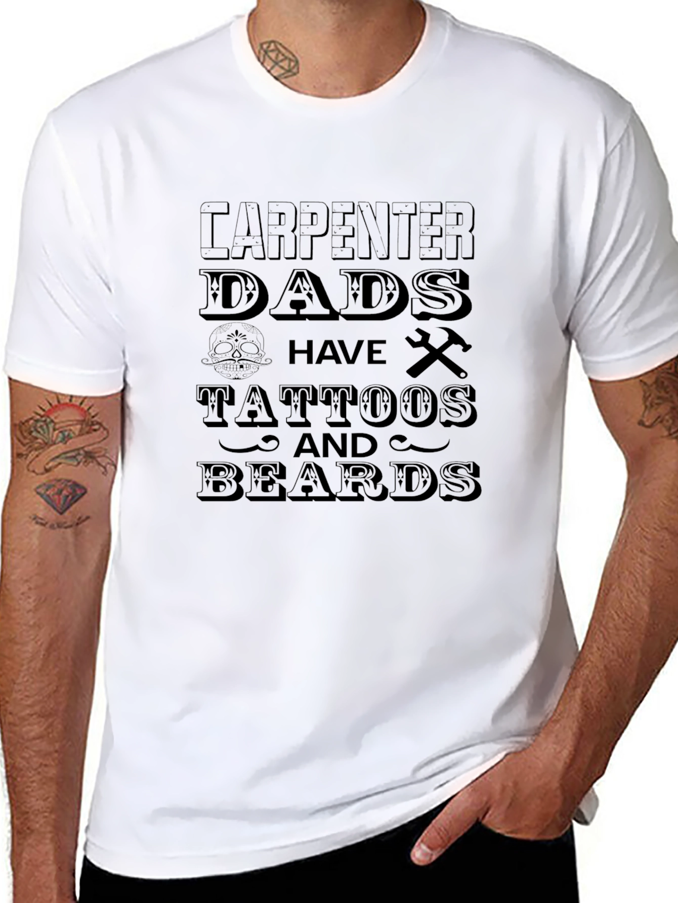 Carpenter Dads Tattoos & Beards Black Graphic T-Shirt