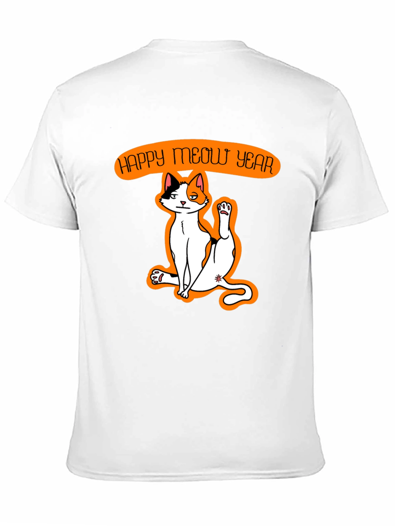 Happy Meow Year T-Shirt - Festive Cat Graphic Tee