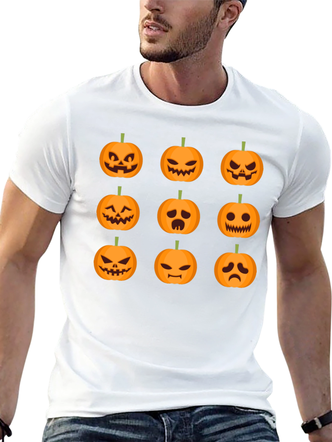 Halloween Pumpkin Faces Graphic T-Shirt