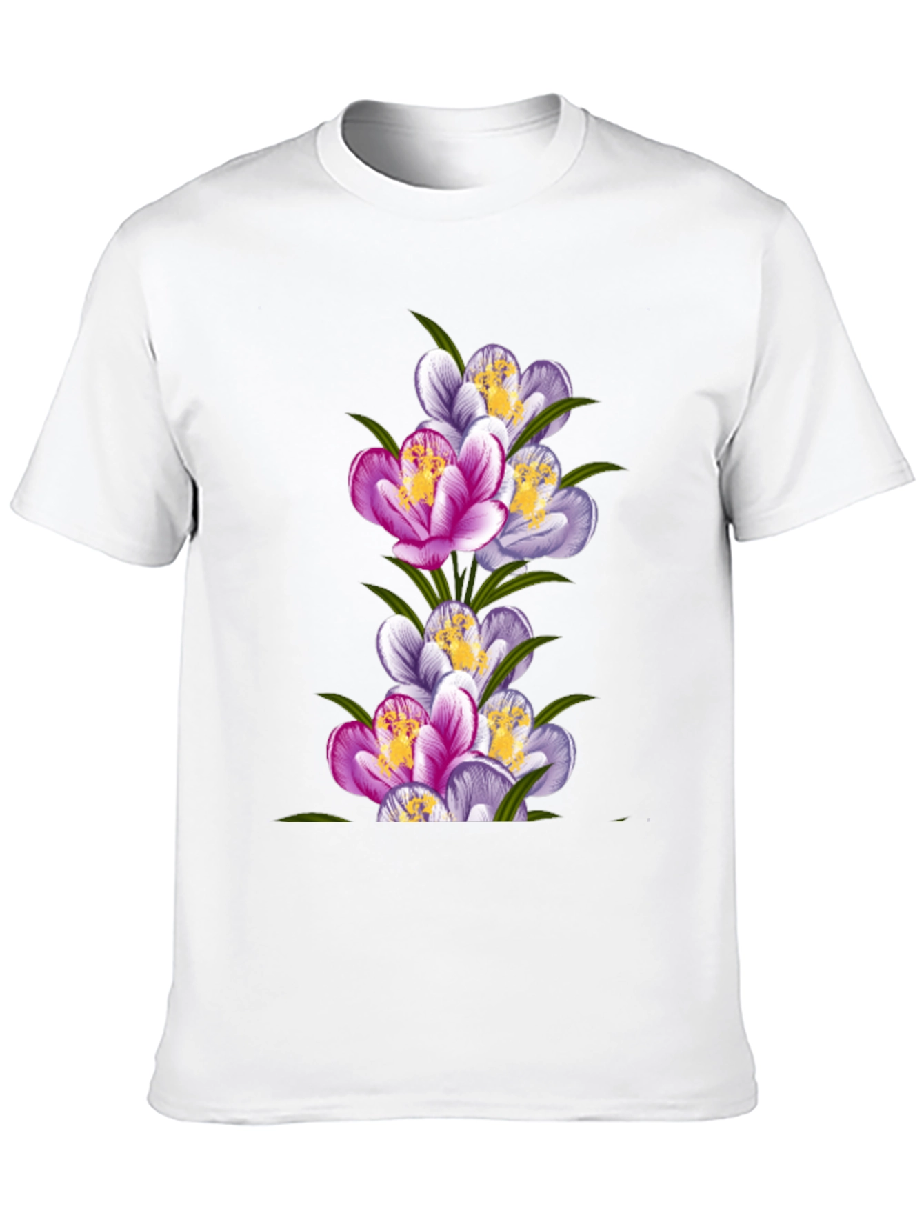 Floral Crocus Graphic Tee - Black Cotton T-Shirt