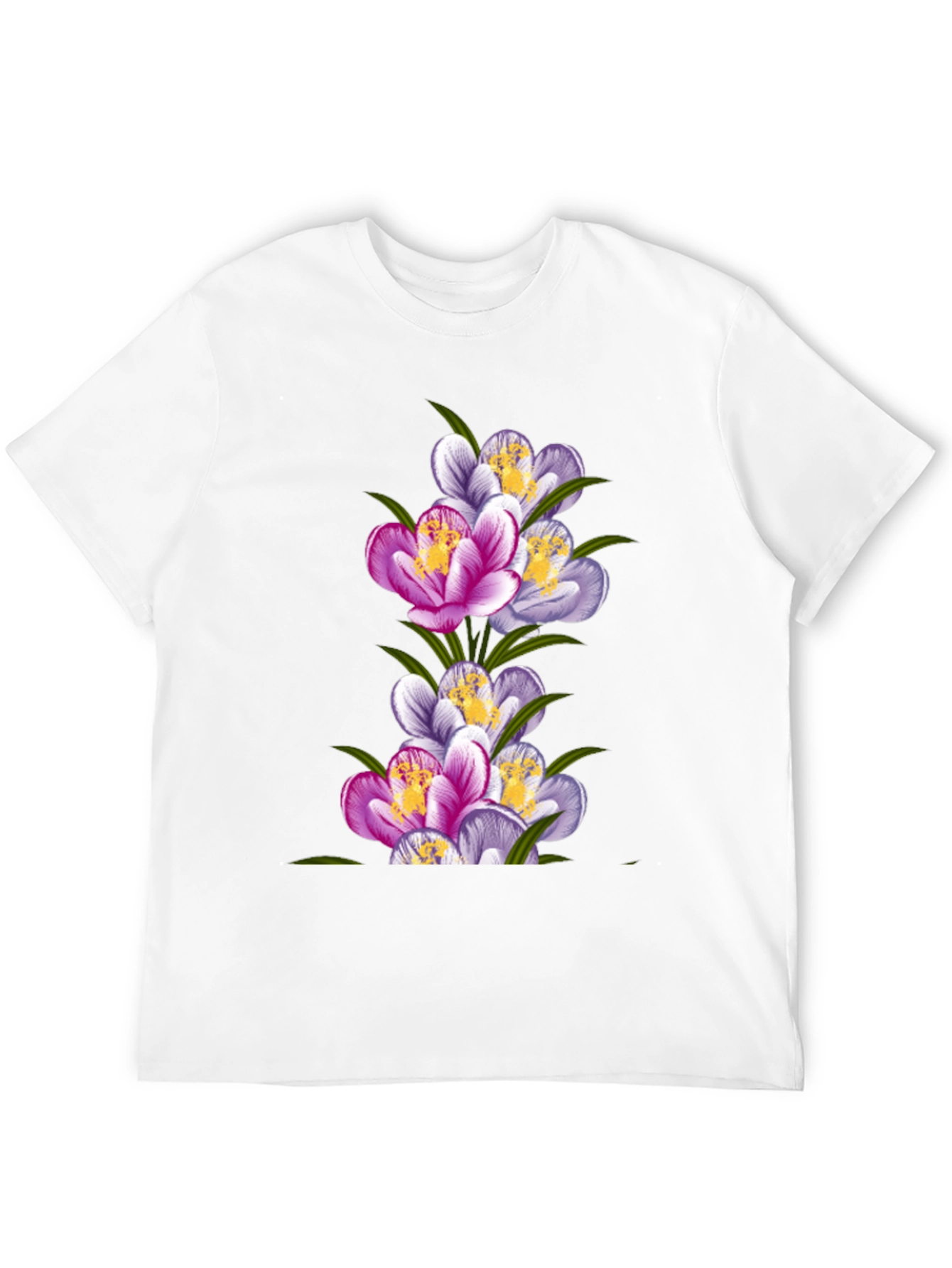 Floral Crocus Graphic Tee - Black Cotton T-Shirt