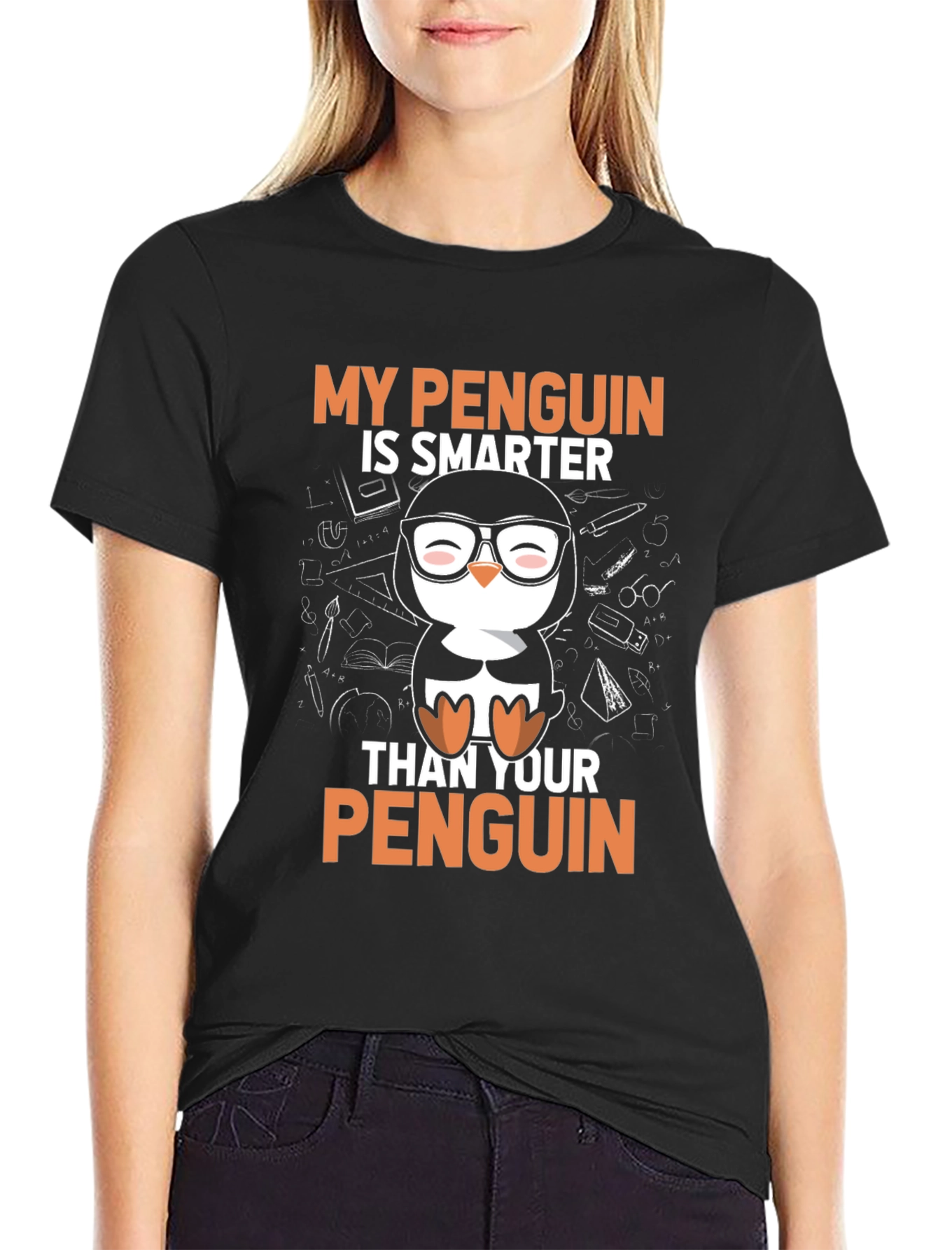 Smarter Penguin Graphic T-Shirt - Black