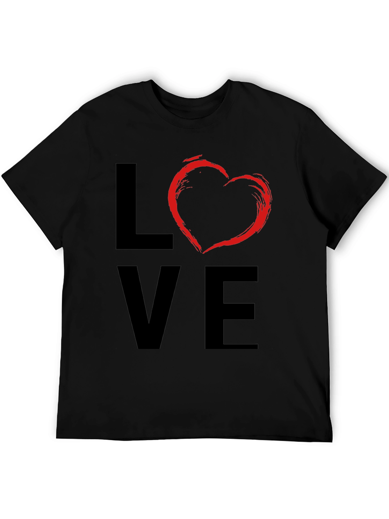 Love Heart Graphic Mens Black T-Shirt