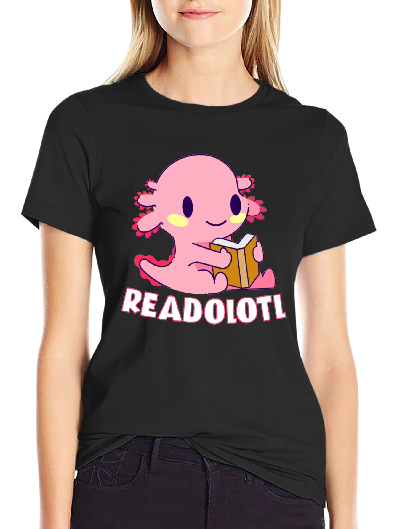 Readolotl T-Shirt - Cute Axolotl Reading Tee