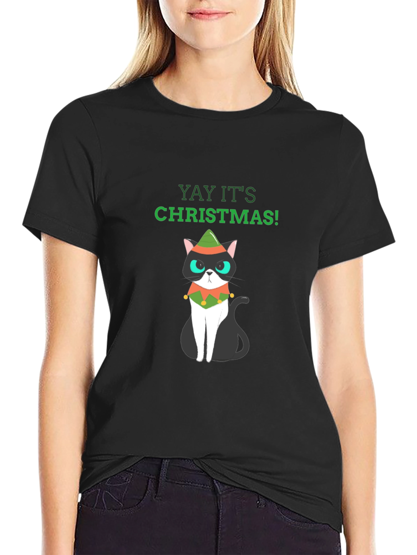 Christmas Cat T-Shirt - Holiday Fun