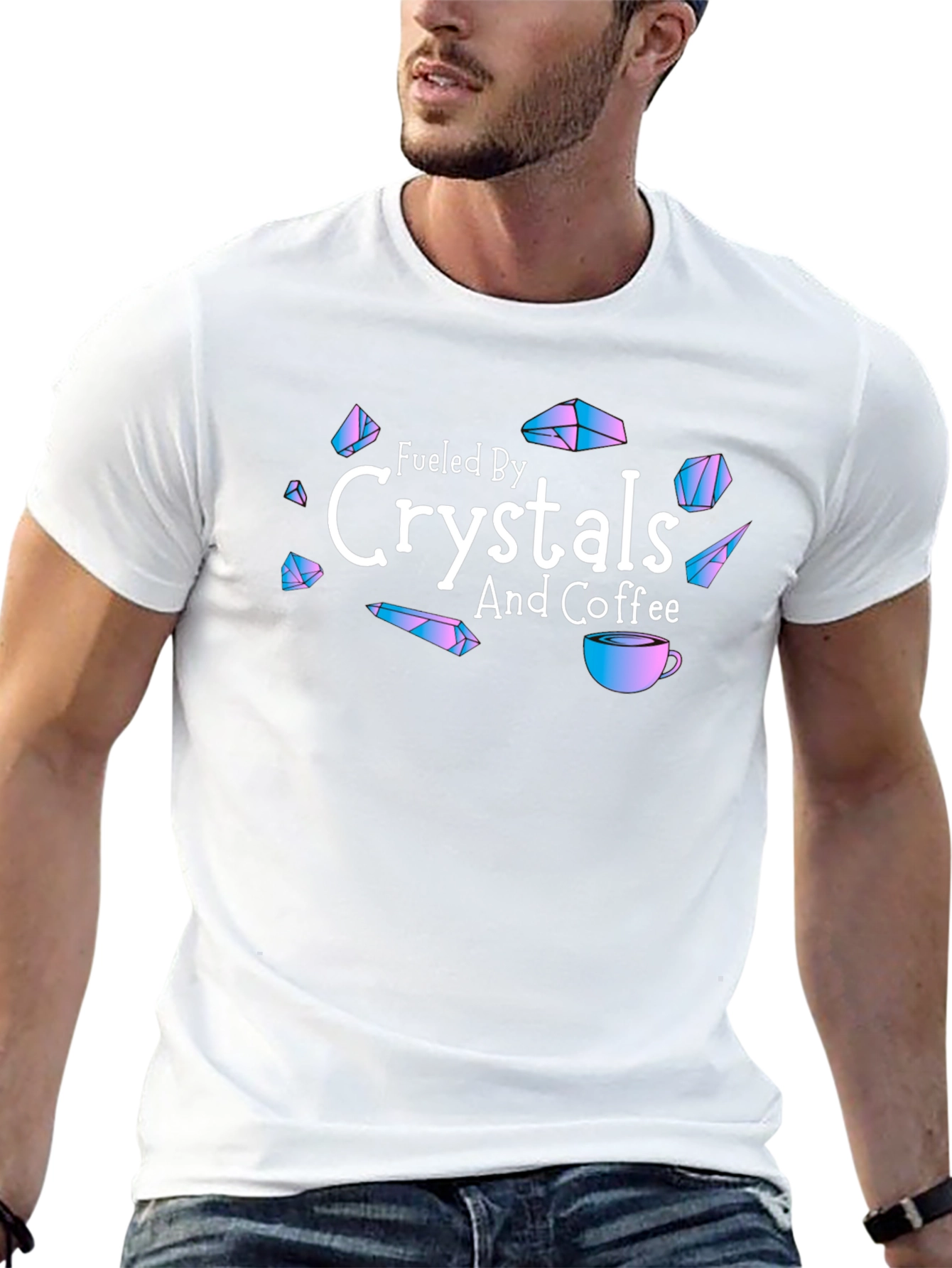 Fueled By Crystals and Coffee Black T-Shirt