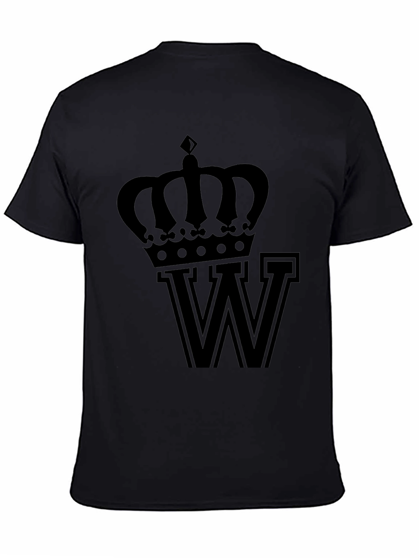 Crown & Letter Graphic Tee - Black Cotton Blend