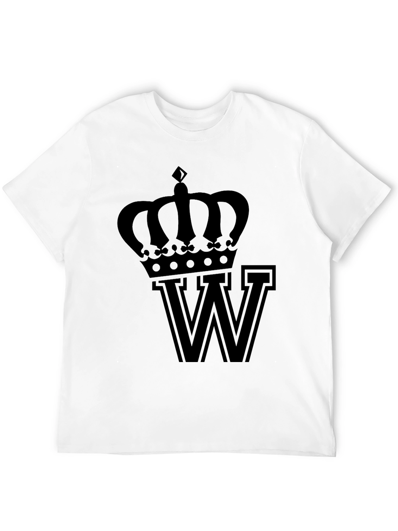 Crown & Letter Graphic Tee - Black Cotton Blend
