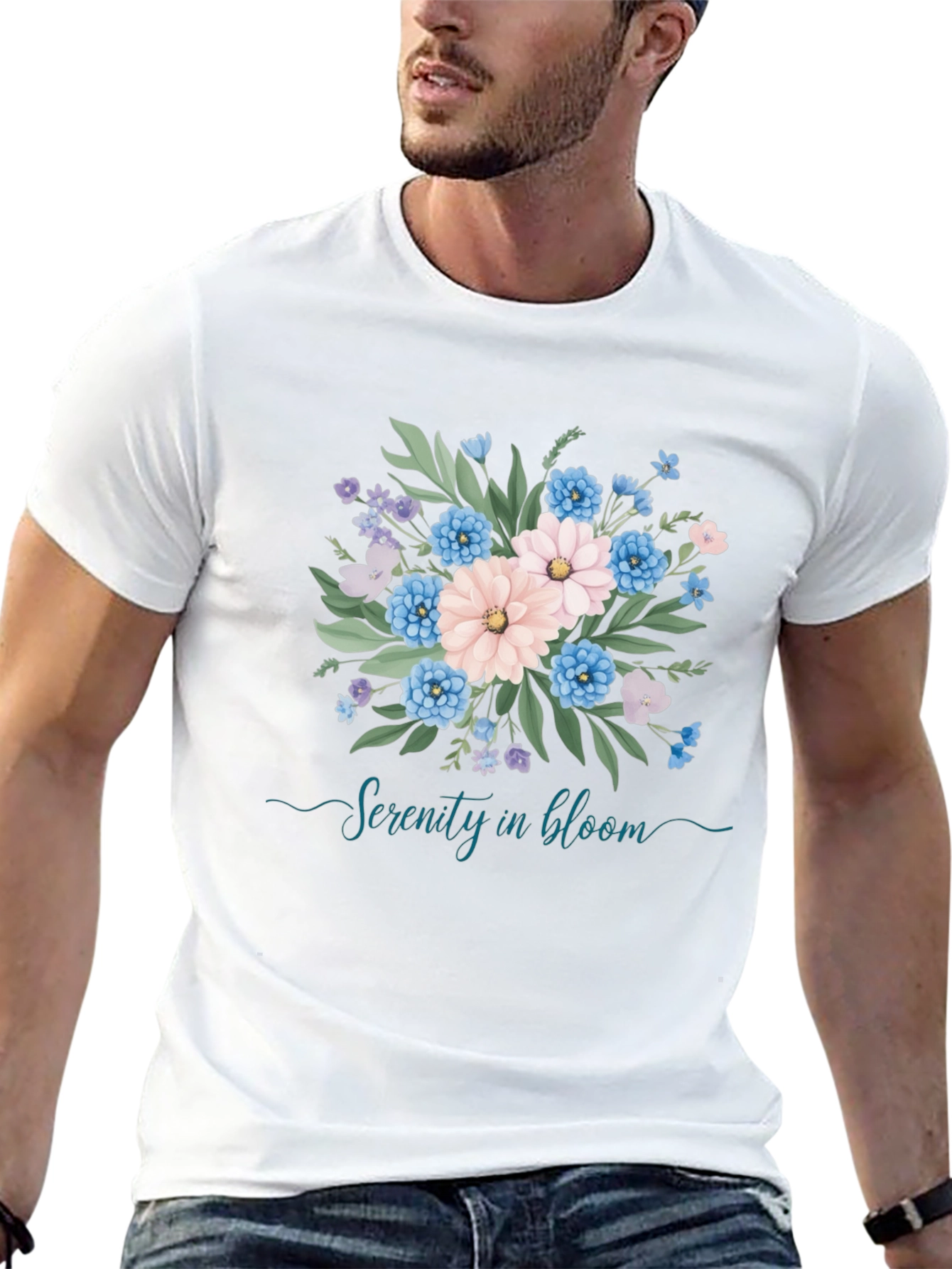 Serenity in Bloom Floral Graphic T-Shirt