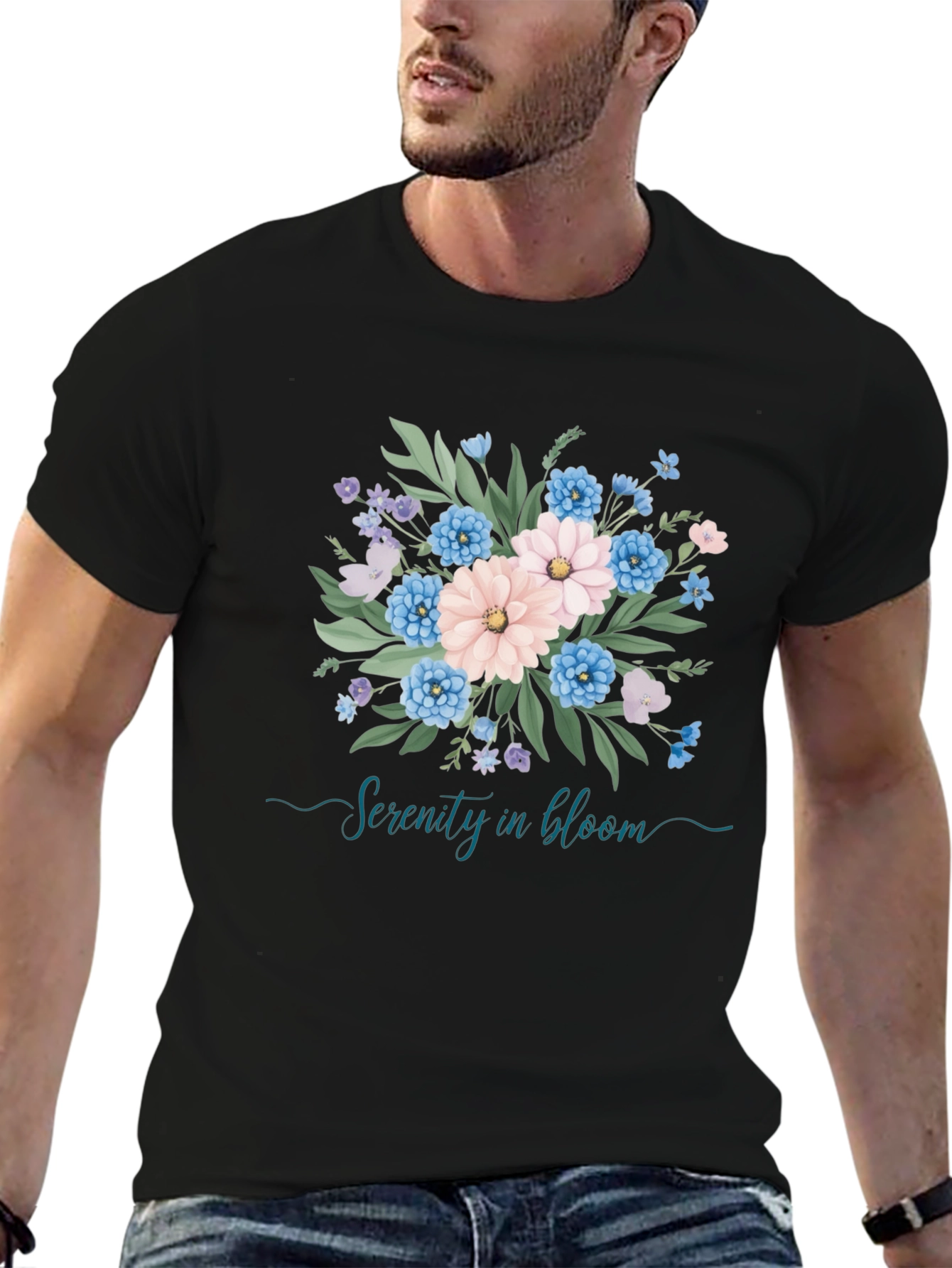 Serenity in Bloom Floral Graphic T-Shirt