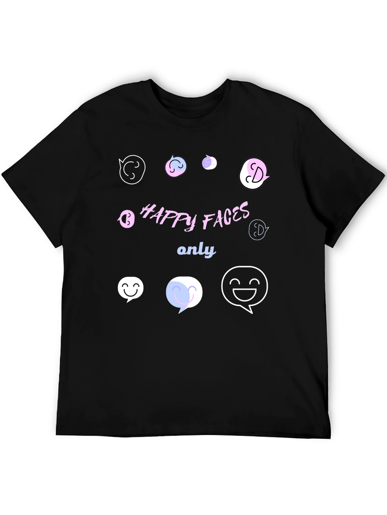 Happy Faces Only Graphic T-Shirt - Black