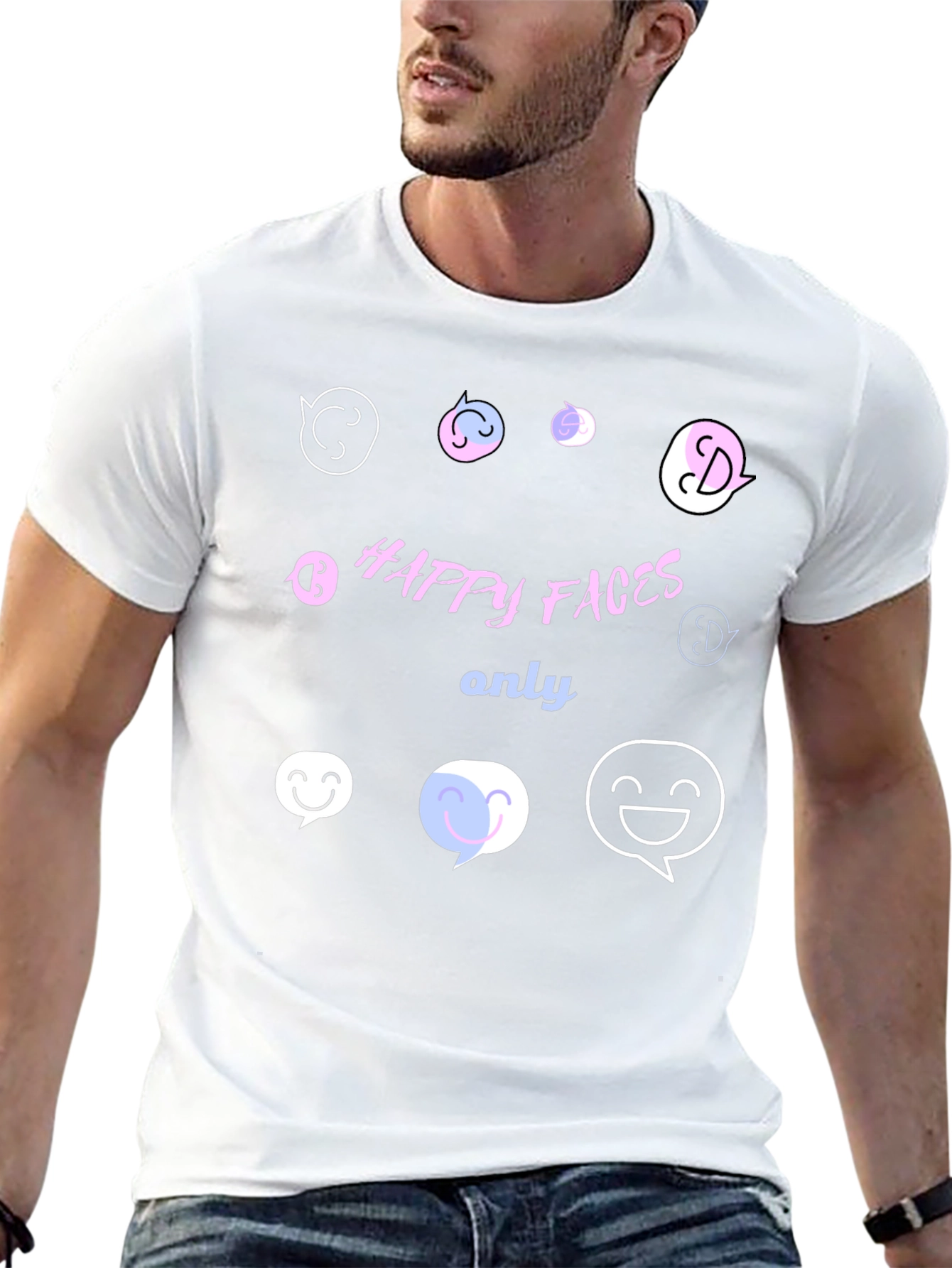 Happy Faces Only Graphic T-Shirt - Black