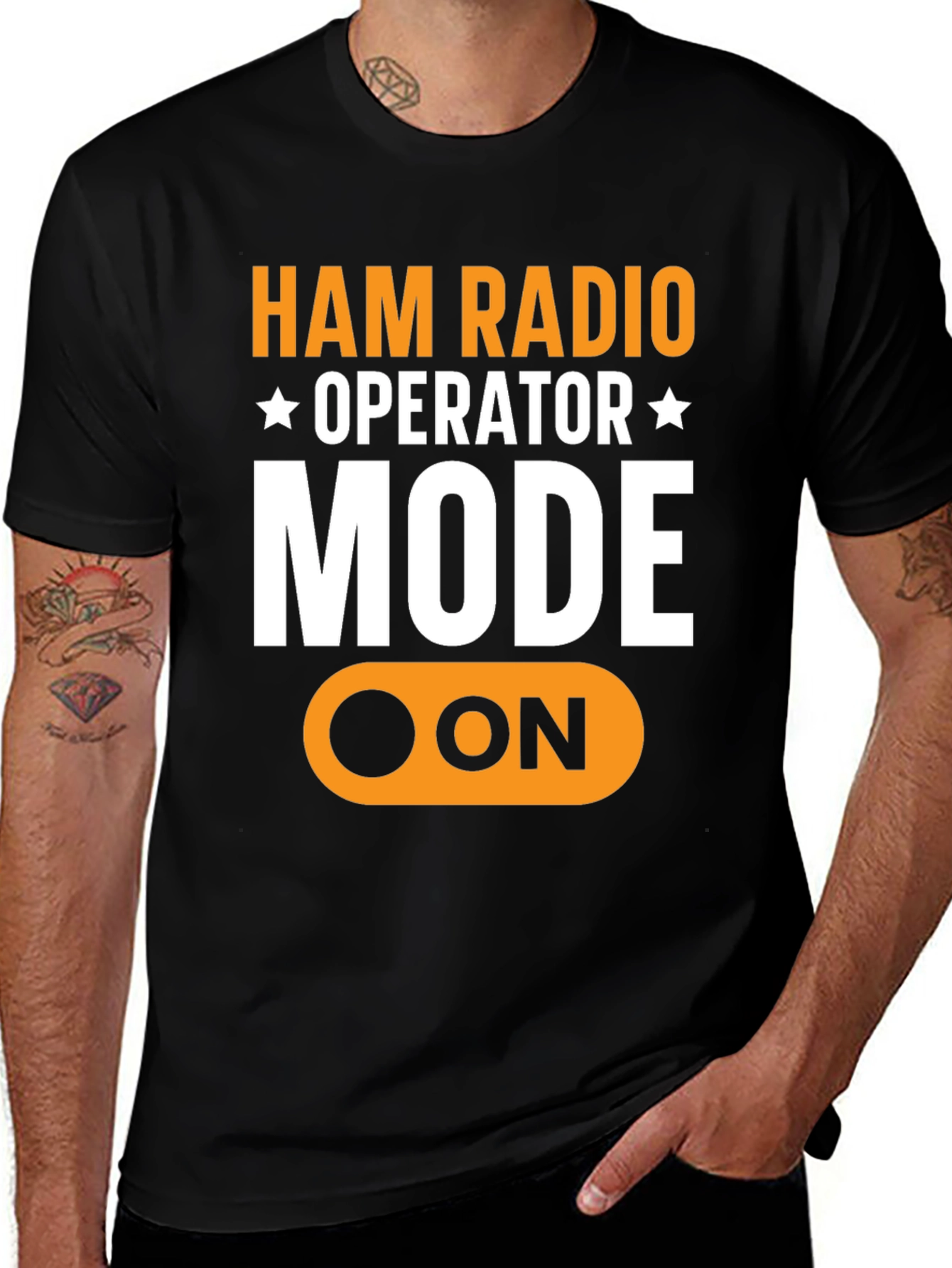 Ham Radio Operator MODE ON Black T-Shirt