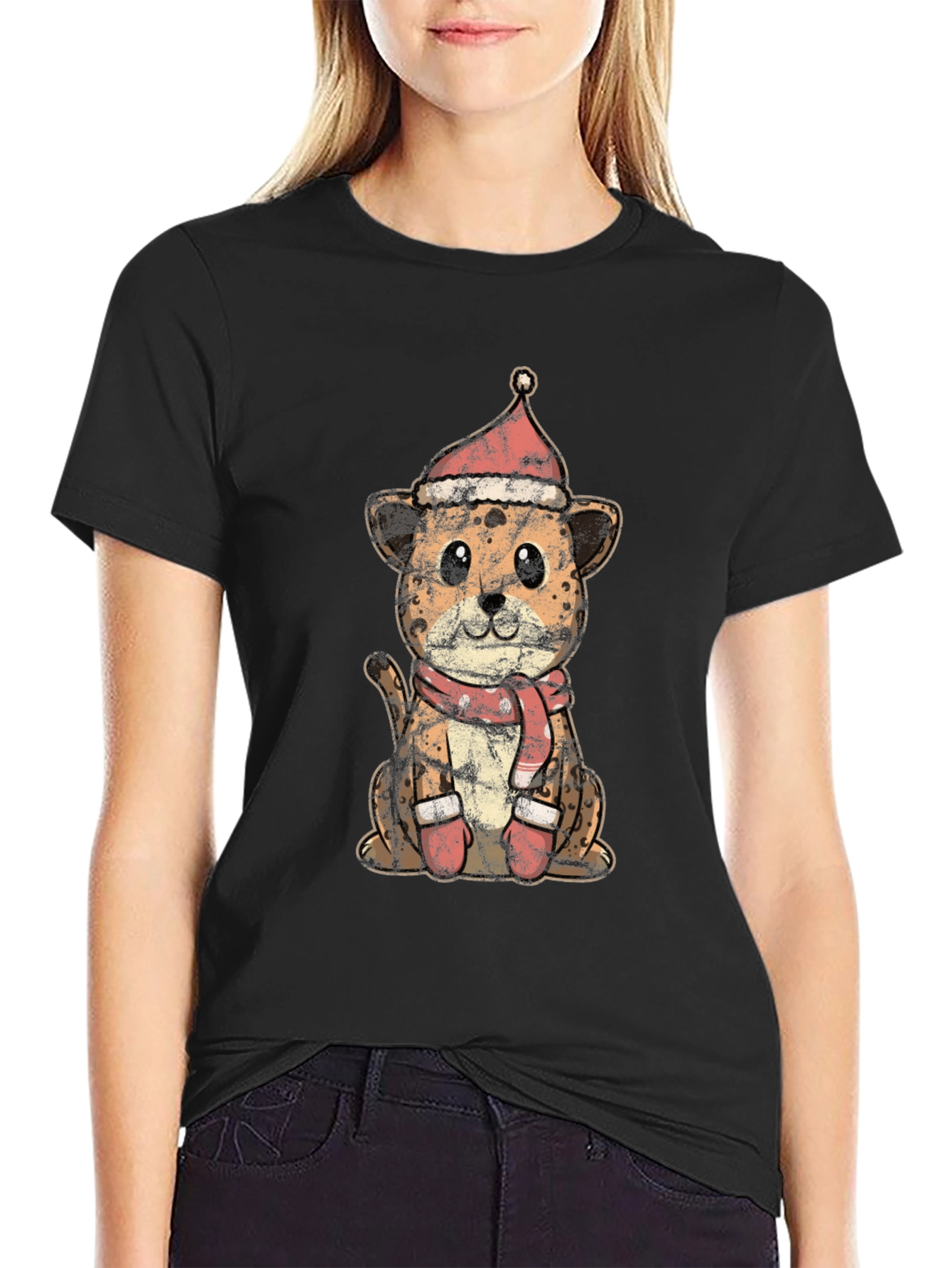 Festive Cheetah Christmas Graphic Tee