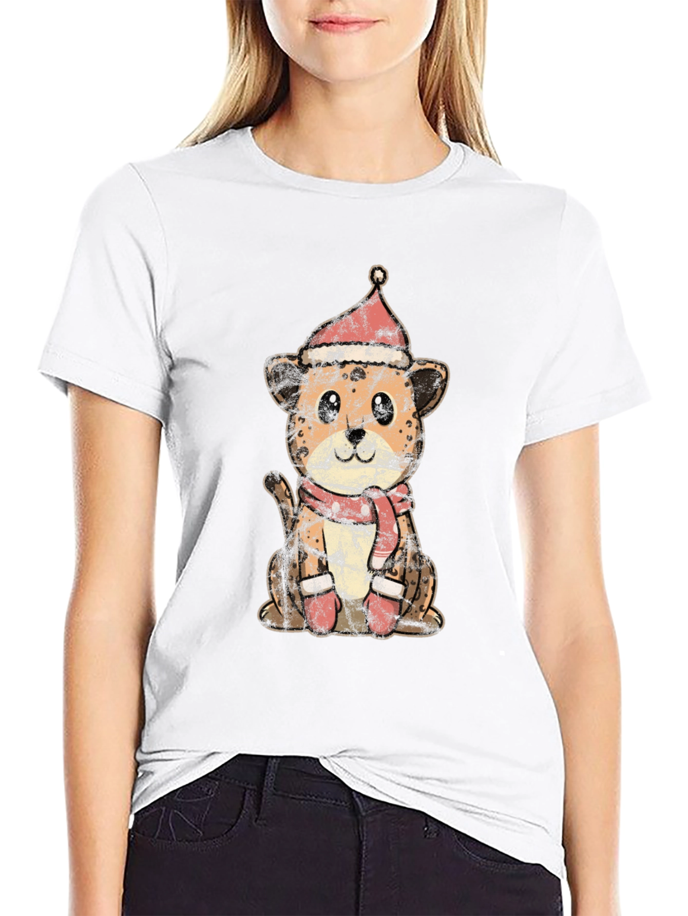 Festive Cheetah Christmas Graphic Tee